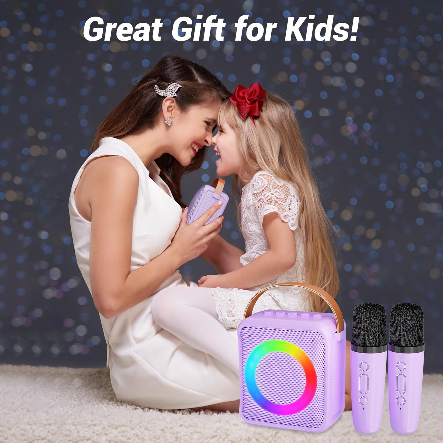 Ankuka Karaoke Player,Karaoke Microphone Machine for Kids, Portable Speaker with 2 Wireless Microphone Karaoke Player for All Smartphones,Family,Home Party,Birthday Gifts(Purple)