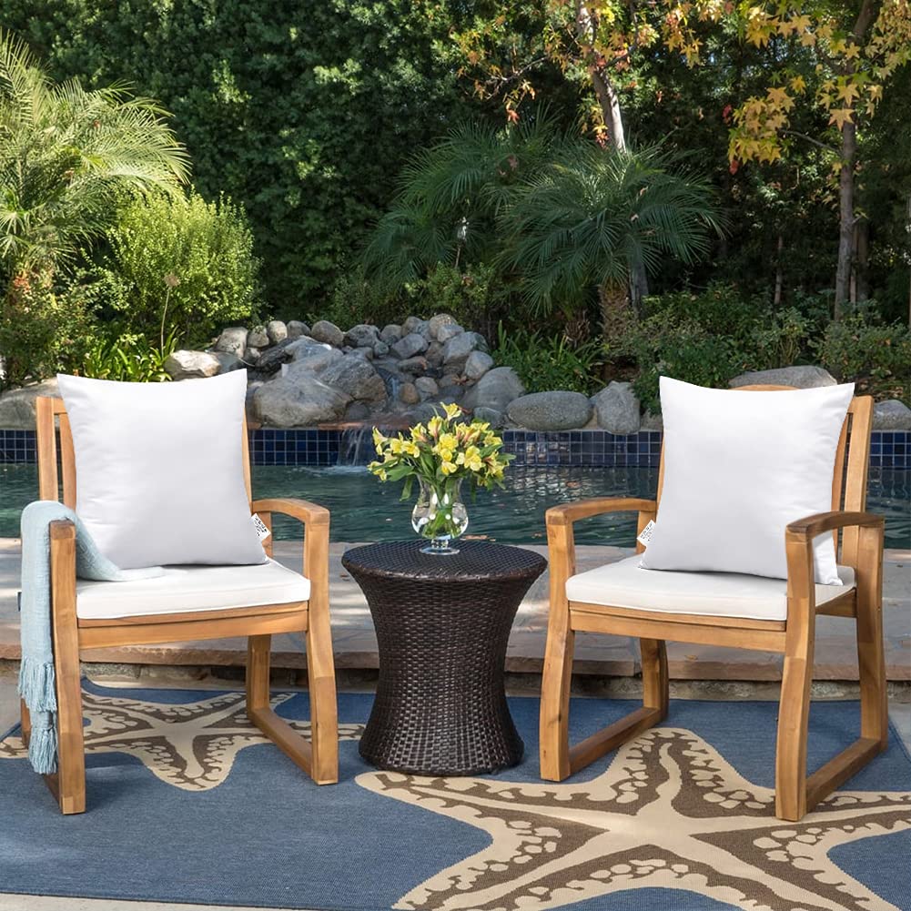 OTOSTAR Premium Waterproof Throw Pillow Inserts, Set of 4 Square Form Cushion Stuffer for Garden, Bench, Patio - Decorative Outdoor Pillows Inserts White, 18x18 Inches
