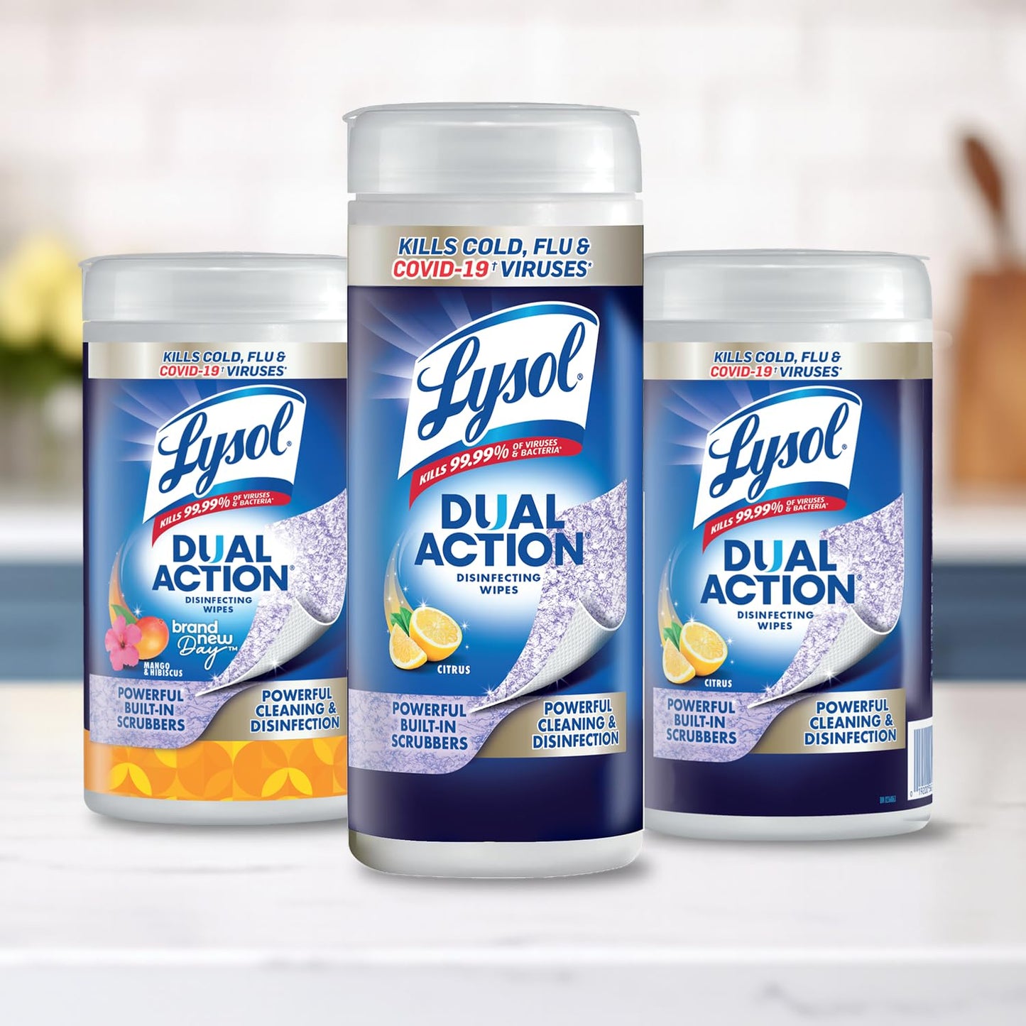 Lysol Dual Action Disinfecting Wipes, Scrubbing & Soft Texture, Kills 99.9% of Germs, Removes Allergens, Home & Electronics Cleaning Wipes, Citrus Scent, 12 x 35 Count (420 Total Wipes)