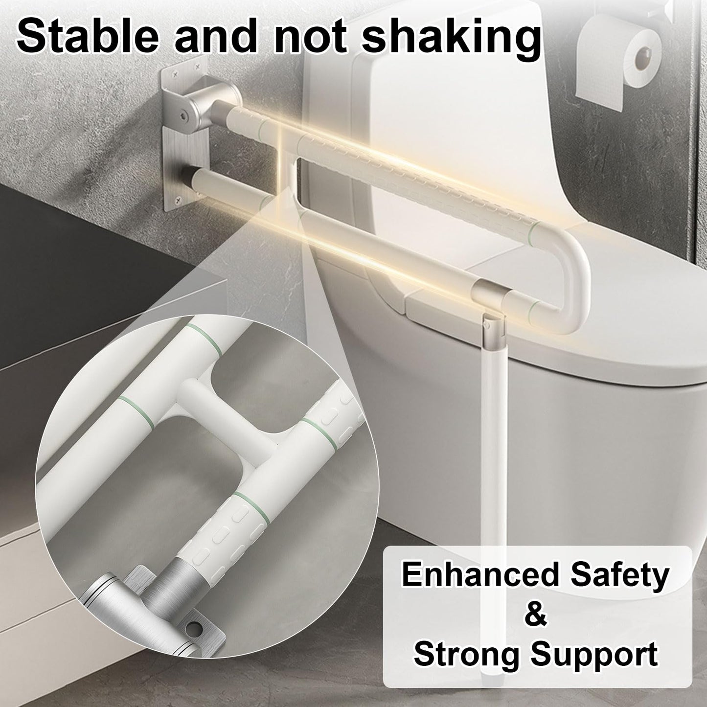 28x24 Inches Handicap Grab Bars,Foldable Handrails Toilet Rails Flip Up Toilet Safety Rails with Leg Hand Support Rail Accessories for Elderly