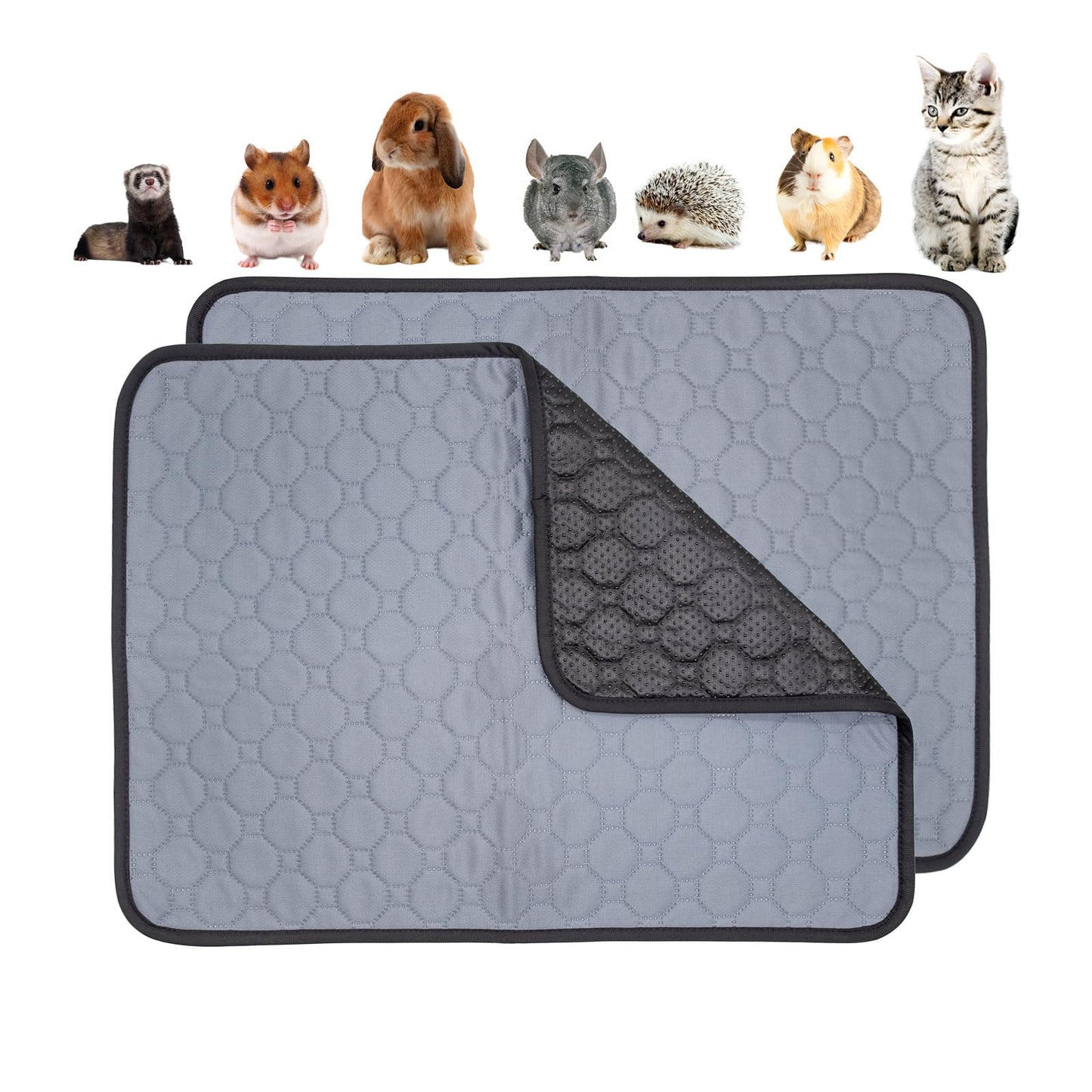 Wondfamiker Pet Cage-Liner Pee-pad Bedding-mat - for Small Animal Guinea Pig Bunny Hamsters Rabbit Chinchillas Rat Ferrets Hedgehogs Cat Dog Puppies 2 Packs (XL(27.55x39.37in))