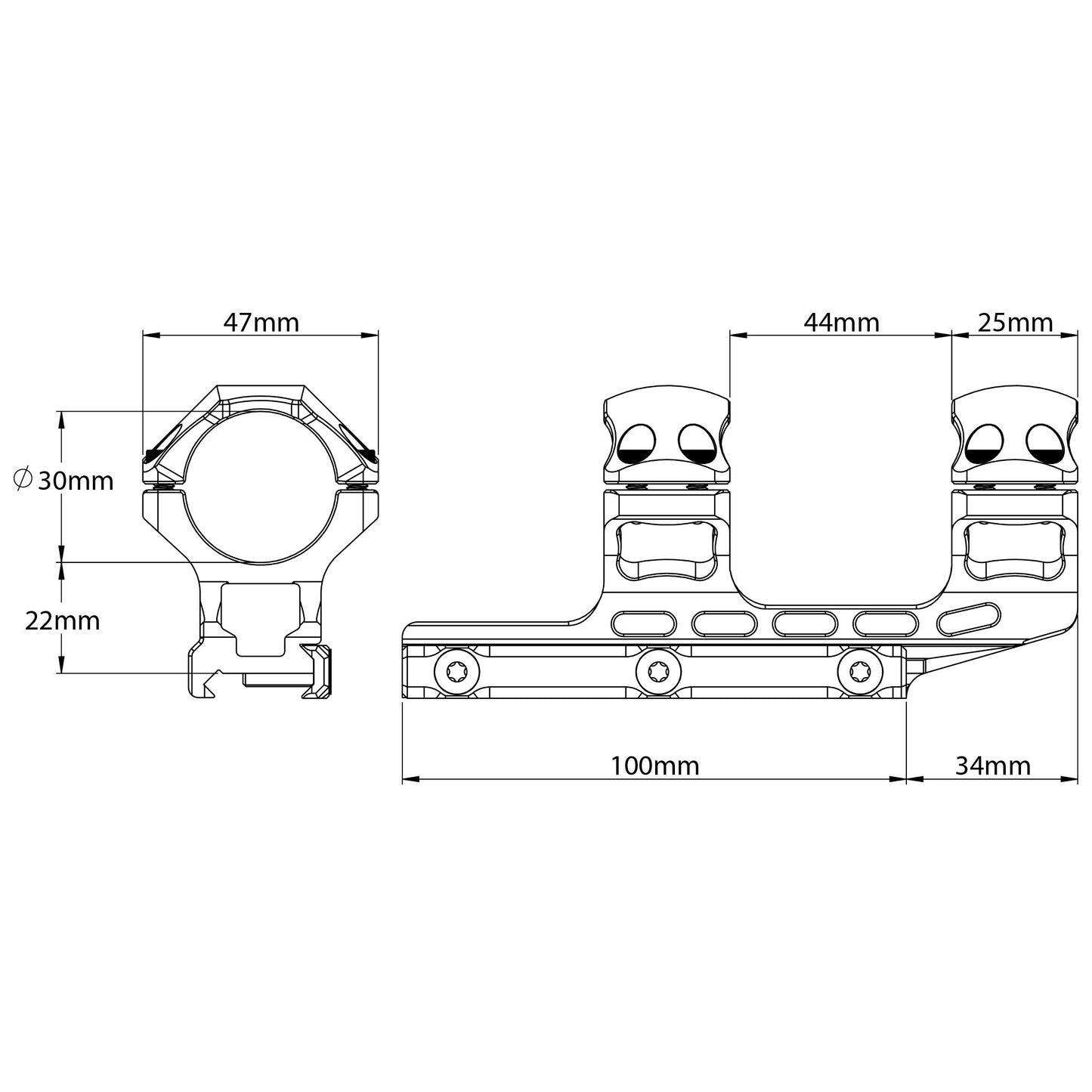 UTG ACCU-SYNC 30mm High Pro 34mm Offset Picatinny Rings, Matte Black