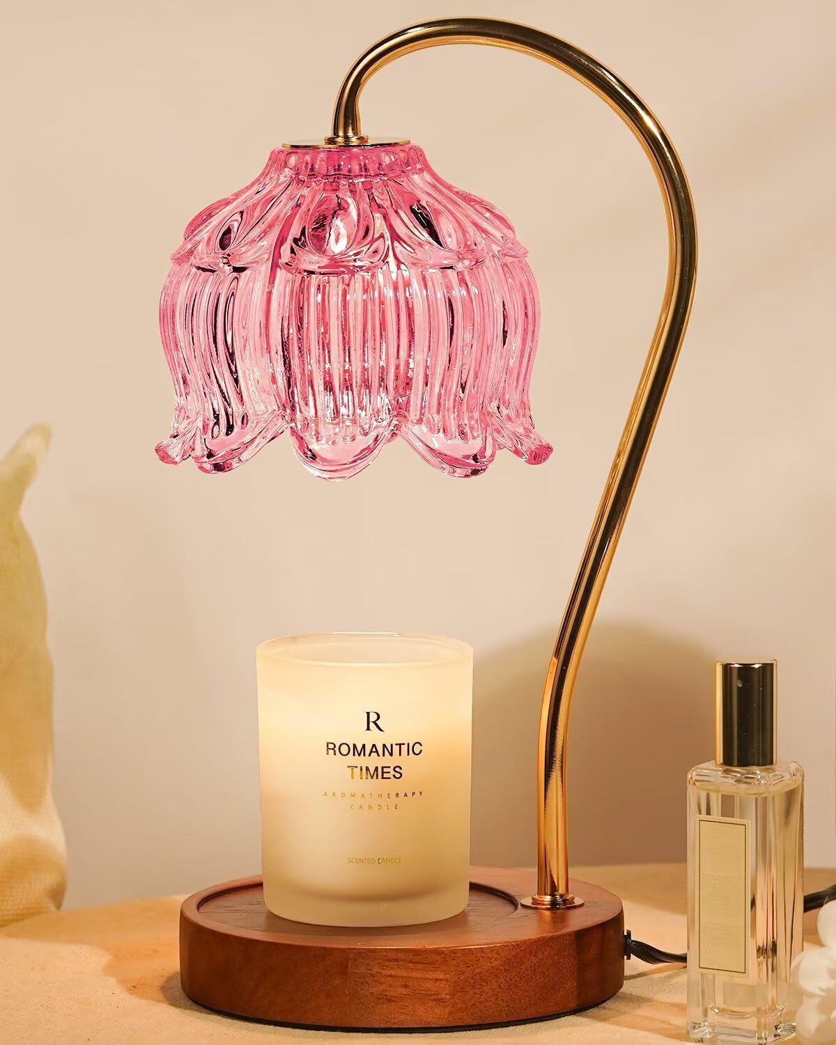 Pink Candle Warmer Lamp with Timer, Dimmable Candle Lamp Warmer, Mothers Day Birthday Gift Idea for Women Mom Who Have Everything, House Warming for New Home, Lotus Wax Melt Warmer for Jar Candles