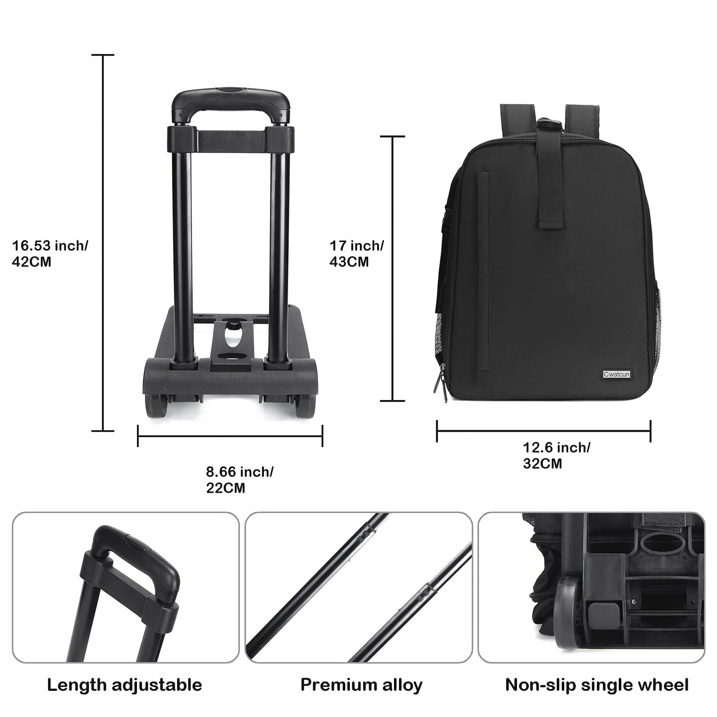 Cwatcun Camera Backpack Bag with Tripod Holder Anti-Theft Waterproof Camera Bag with 15.6' Laptop Compartment Fit for Canon Nikon Sony DSLR SLR Camera for Women Men Photographer (Large, 5.0 Black)