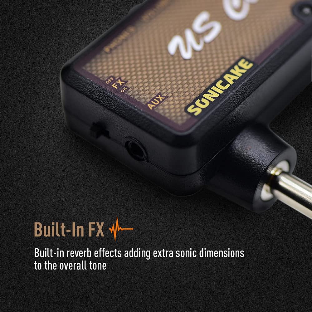 SONICAKE Guitar Headphone Amp Mini Guitar Headphone Amplifier US Classic Rechargeable Plug-in Pocket Bedroom Overdrive Reverb Effects