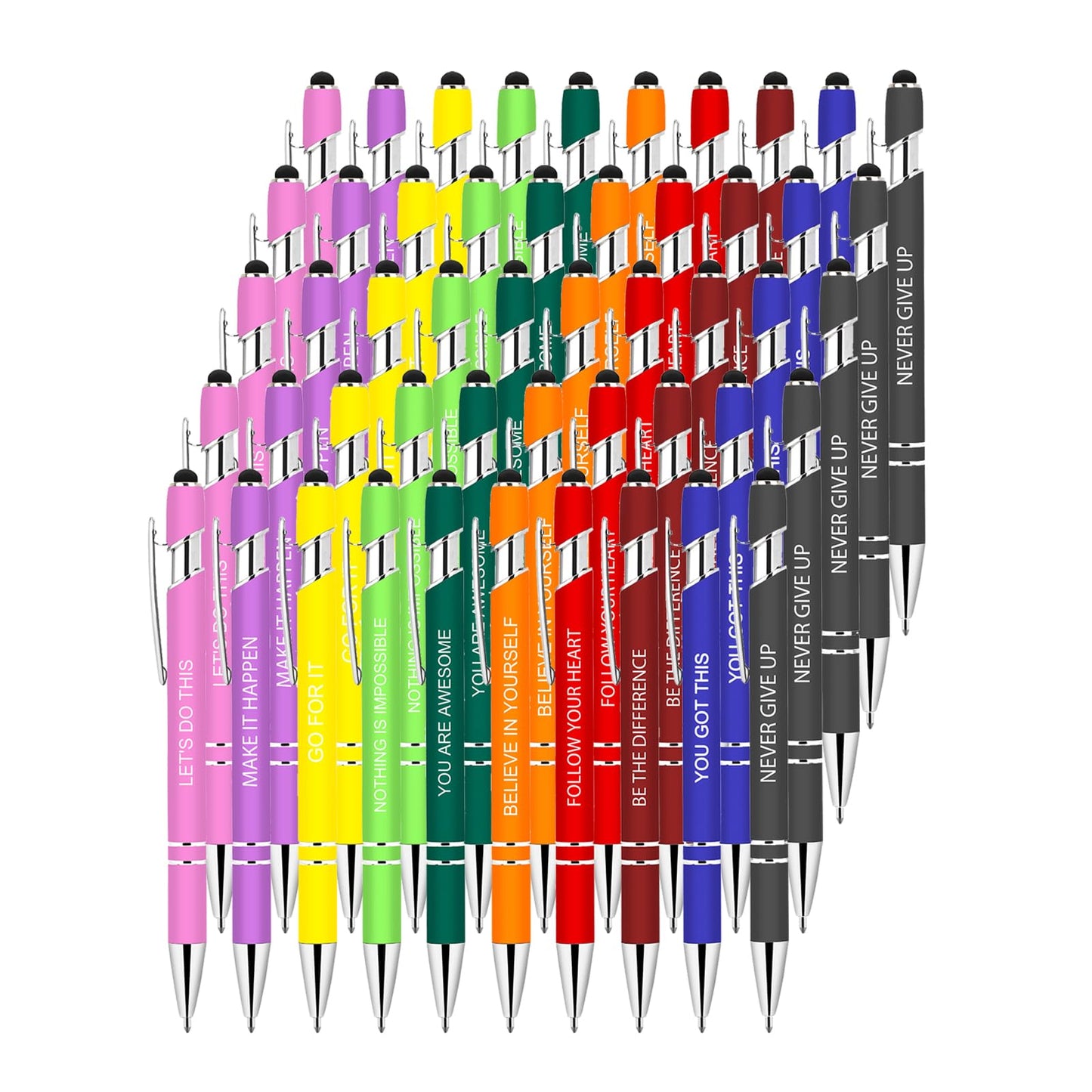 Luxeviss 30 Pcs Inspirational Pens Bulk - Motivational Ink Ballpoint Pen with Quotes Stylus Tip Nurse Gifts for School Coworkers Office Supplies
