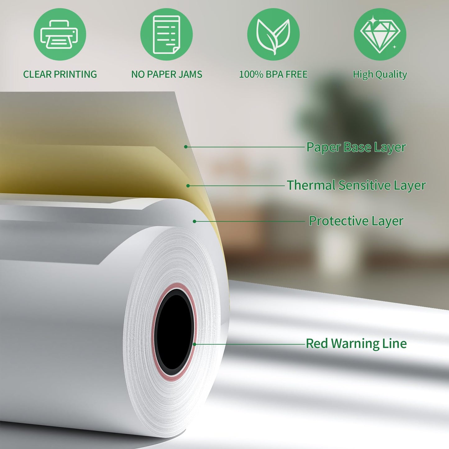 (50 Rolls) 2 1/4" x 85' Thermal Receipt Paper Rolls, Cash Register POS Thermal Paper Rolls, Credit Card Paper Rolls Thermal 2 1/4 in x 50 ft.
