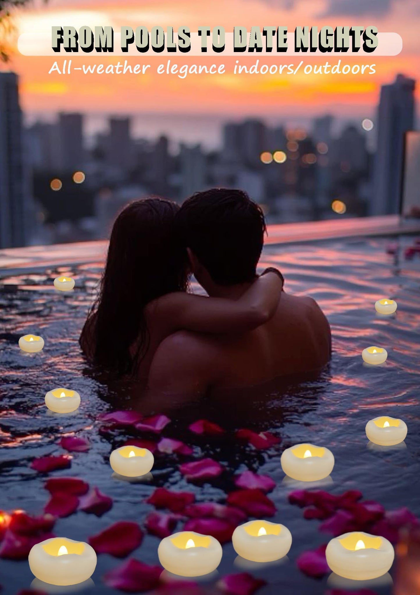 Floating Candles Water-Activated Flameless LED Candle 160+ Hours Waterproof Plastic 2.3" White Battery Operated Candle for Centerpieces Cylinder Vases Table Decorations Wedding Pool Party 36 Packs