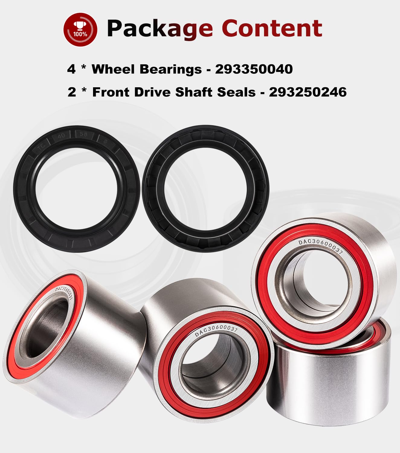 6PCS Wheel Bearings Kit & Front Wheel Shaft Seal for Can-Am Defender/Commander/Maverick/Outlander/Renegade Replaces # 293350040, 705400088, 293350118, Seal 293250246
