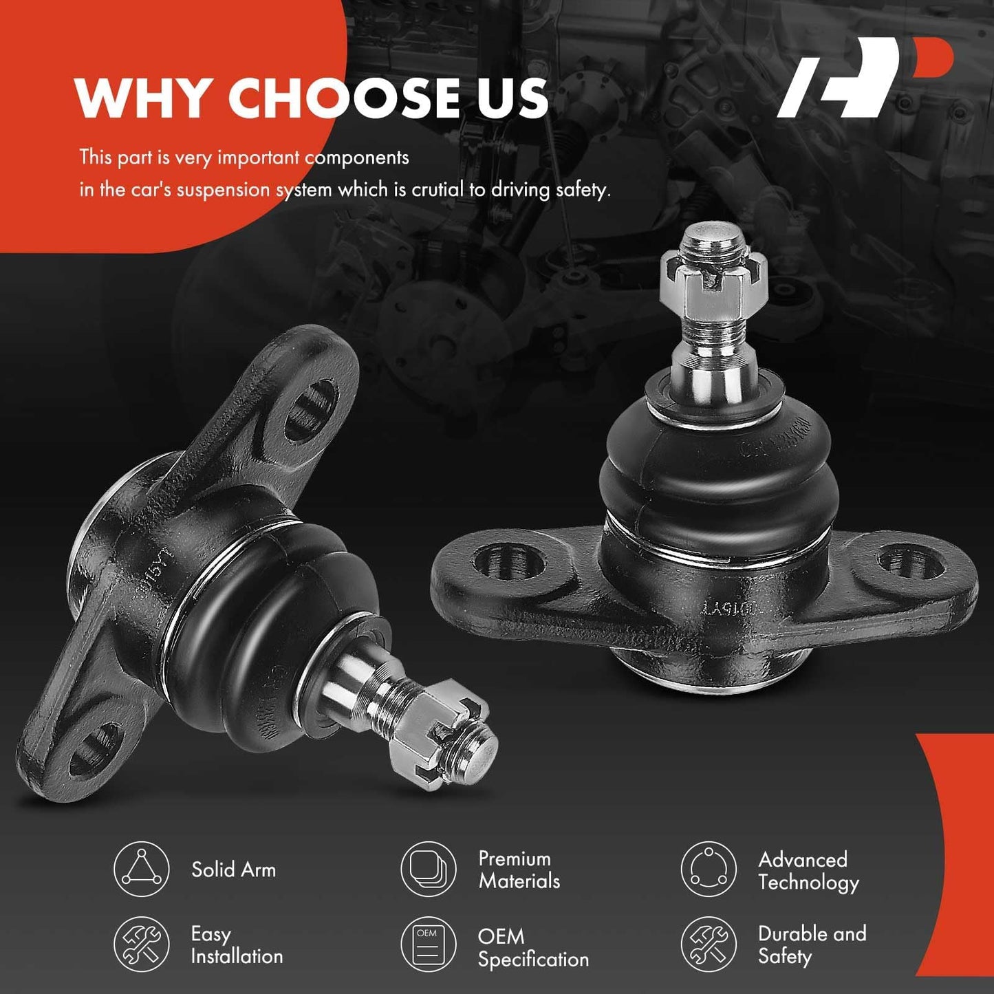 A-Premium 2 x Front Lower Ball Joint, Compatible with Hyundai Accent 2006-2011, Kia Rio 2006-2011, Rio5 2006-2011