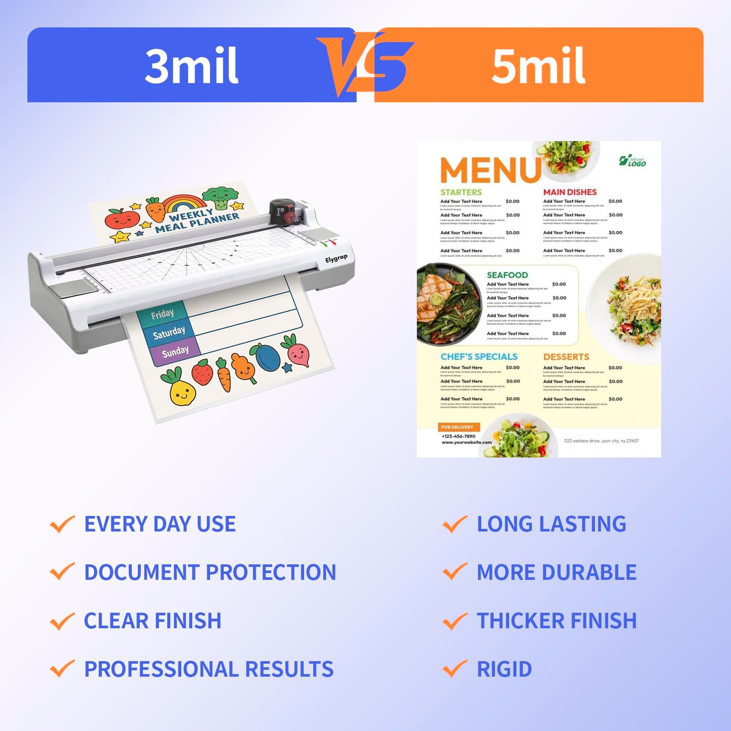 Elygrap 100 Pack Legal Size Laminating Sheets 8.5"x14" (9x14.5) - 3Mil Thick Clear Thermal Pouches for Documents, Compatible with All Laminators - Acid-Free & Bubble-Free Protection