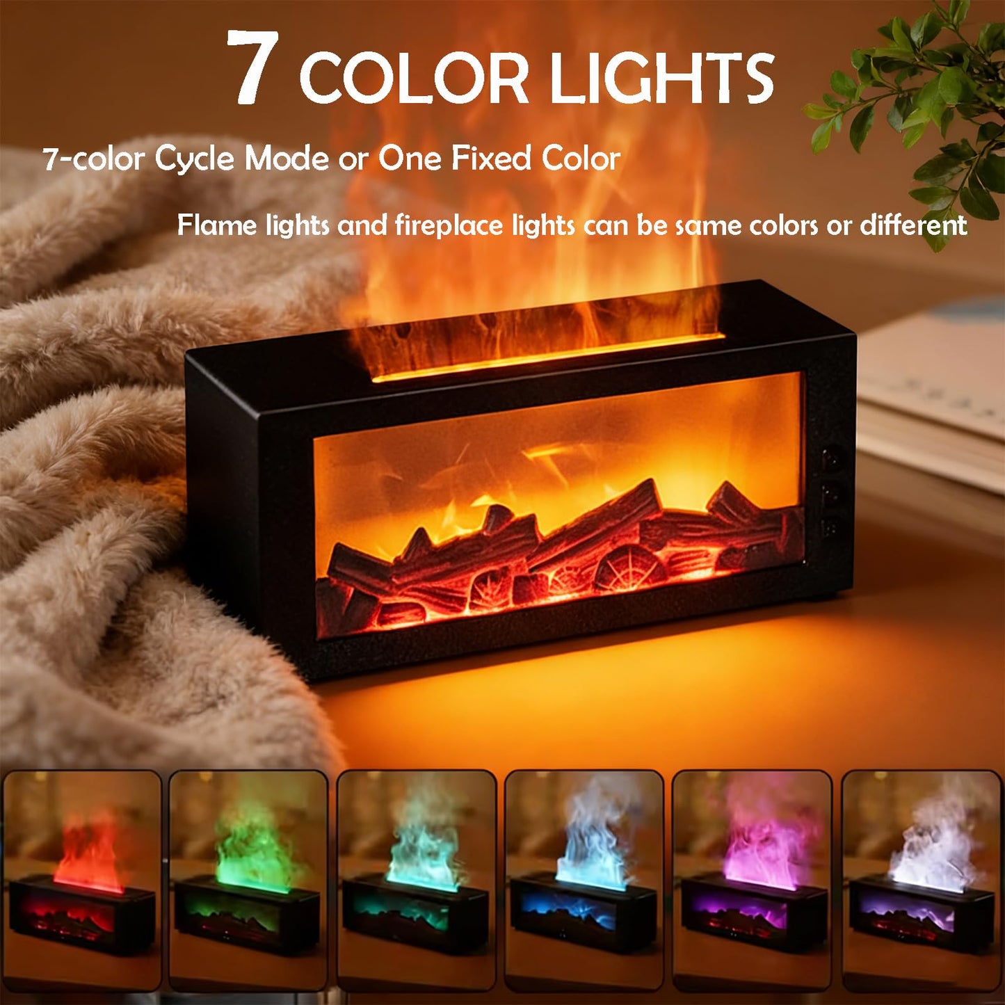 Fireplace Diffusers,Flame Essential Oil Diffuser with Remote Control,300ml Small Humidifier for Home Room Decor Gift for Women (Black)