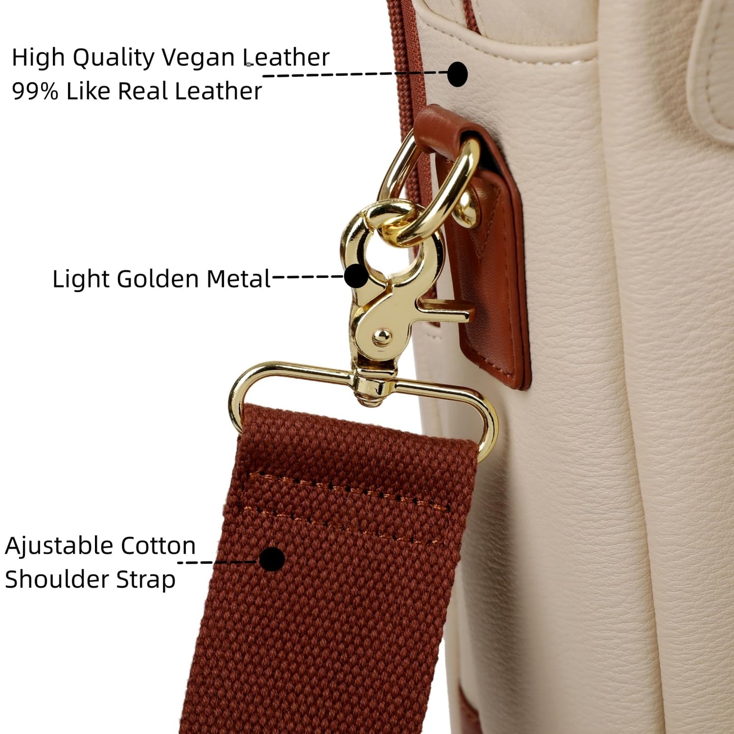 Baosha Vegan Leather 17 inch Laptop Computer Bag Messenger Bag Briefcase for Women Stylish BC-07, Beige, Laptop Computer Bag for Women
