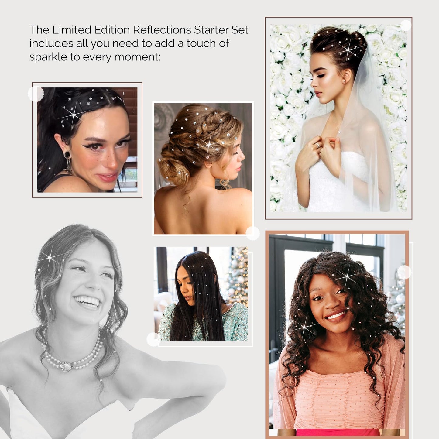 blinger® Reflections Starter Set | Styling Tool + 90 Precision-Cut Glass Crystals | Hair Gems | Dazzle at Festivals & Concerts | Hair-Safe | Bling In, Brush Out