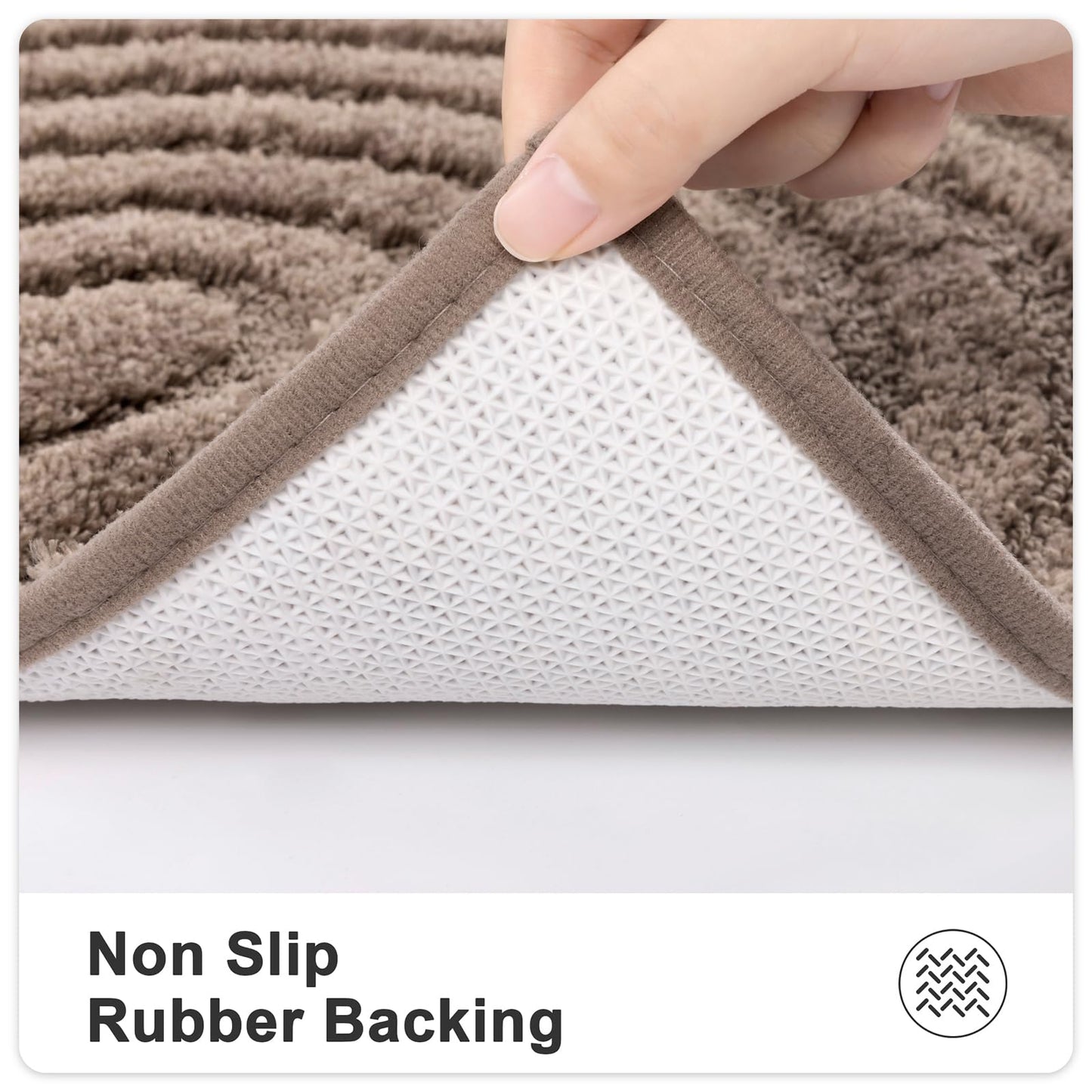 HEBE Microfiber Bath Mat Set 3 Piece, Ultra Absorbent Bathroom Mat, Non-Slip Plush Shaggy Bathroom Rug, Machine Washable Bath Mats for Bathroom Floor, Tub and Shower, Coffee