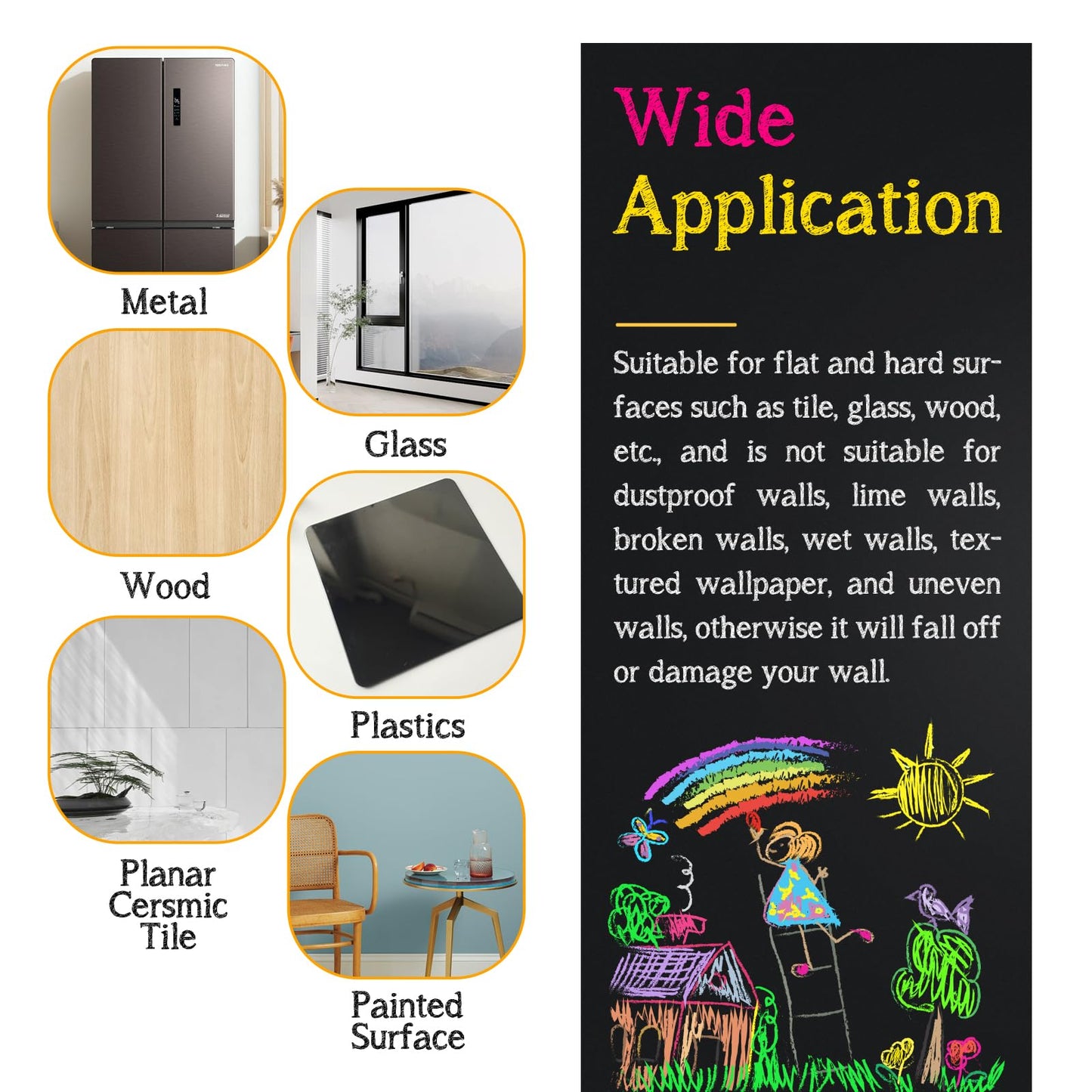 Magnetic Chalkboard Contact Paper for Wall, 47.2" x 18" Self-Adhesive Magnet Wall Sheet with 79 Magnetic Letters and 12 Colors Chalk Markers, Magnetic Wallpaper Stickers