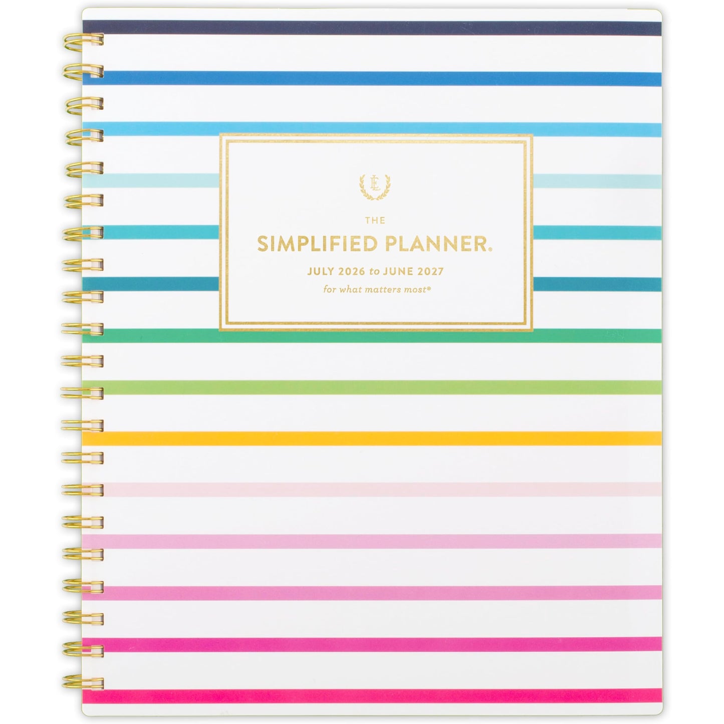 AT-A-GLANCE Planner 2026-2027 Weekly & Monthly Academic 12-Month July-June, 8-1/2" x 11", Simplified by Emily Ley, Happy Stripe (EL49-905A)