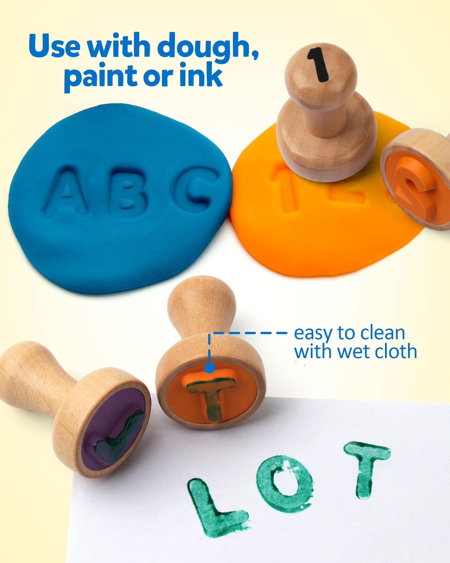 Coogam Wooden Alphabet Number Stamp Flashcard, ABC Spelling Letter Stampers and Mathematics Learning Number Stampers Arts and Crafts Supplies, Montessori Educational Toy Gifts for Kids