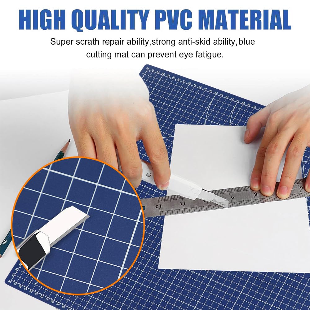 24 x 36 Inch A1 Size Self Healing Cutting Mat,Thickened 5 Layer PVC Construction Craft Mat,Double Sided Cut Mats Non-Slip Perfet for Craft, Fabri, Quilting, Sewing (Blue)