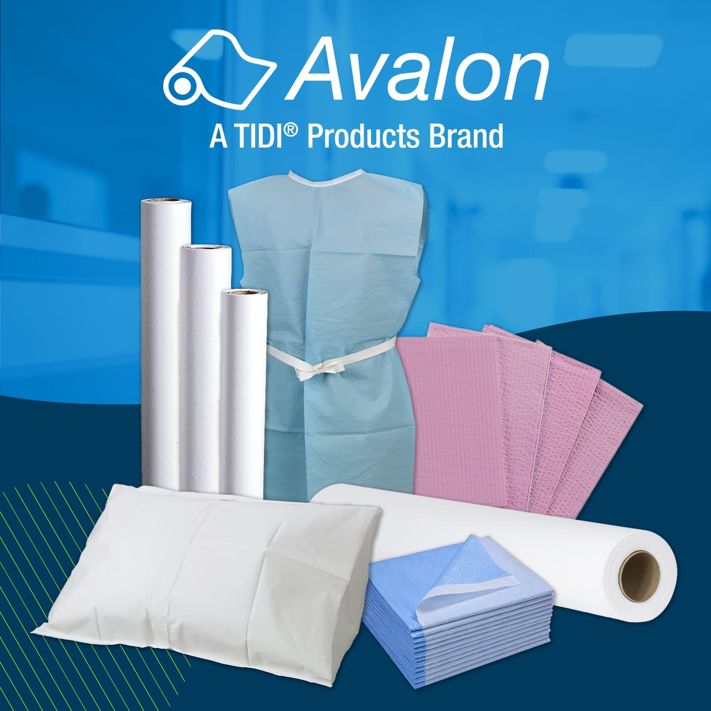 Avalon Papers 703 Pillowcase, Tissue/Poly, 21'' x 30'', Blue (Pack of 100)