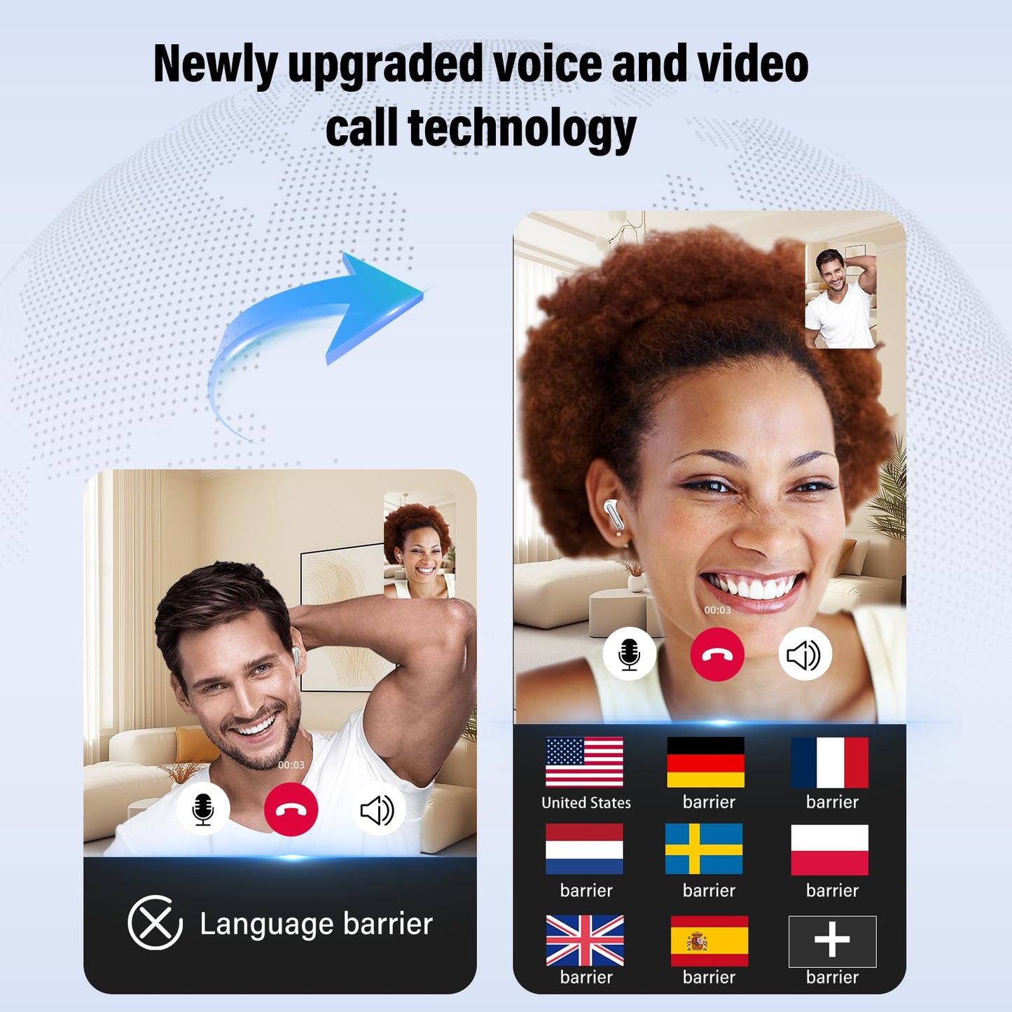 AI Language Translator Earbuds Real Time, 3 in 1 Simultaneous Interpretation Translator Earbuds with 164 Languages/6 Translation Modes, 40H Translation Headphones with ENC Mic Business/Learning White