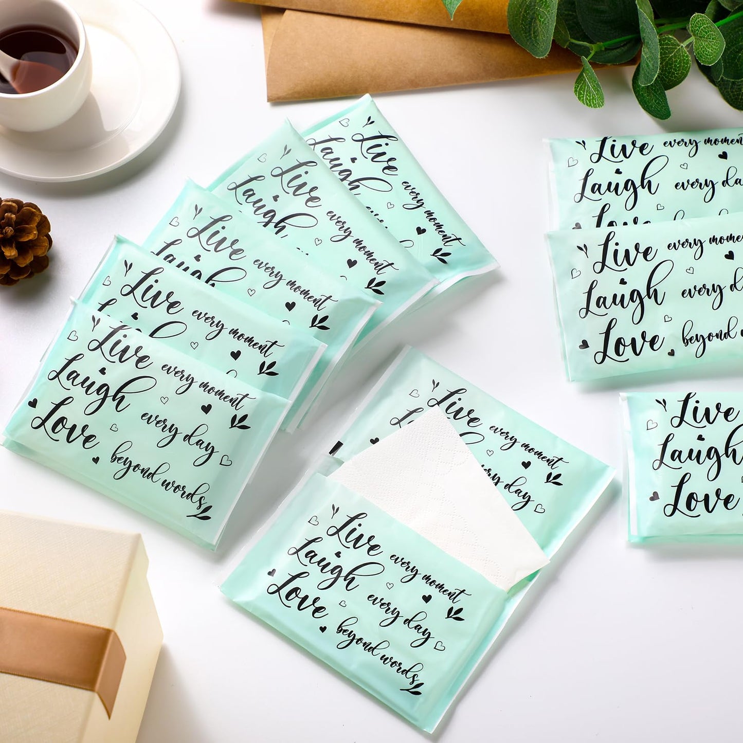 Sinmoe 60 Pack Travel Tissues Motivational Facial Tissue Happy Tears 3 Ply Mini Pocket Tissues Inspirational Thank You Gifts for Women Friends Coworkers(Motivational)