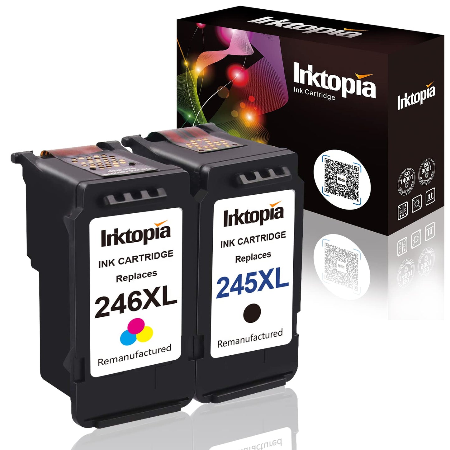 Inktopia Compatible Ink Cartridges Replacement for Canon PG-245XL CL-246XL 245 246 XL (1 Black 1 Tri-Color) with Ink Level Indicator for Canon PIXMA iP2820 MG2420 MG2520 MG2922 MX492 MX490