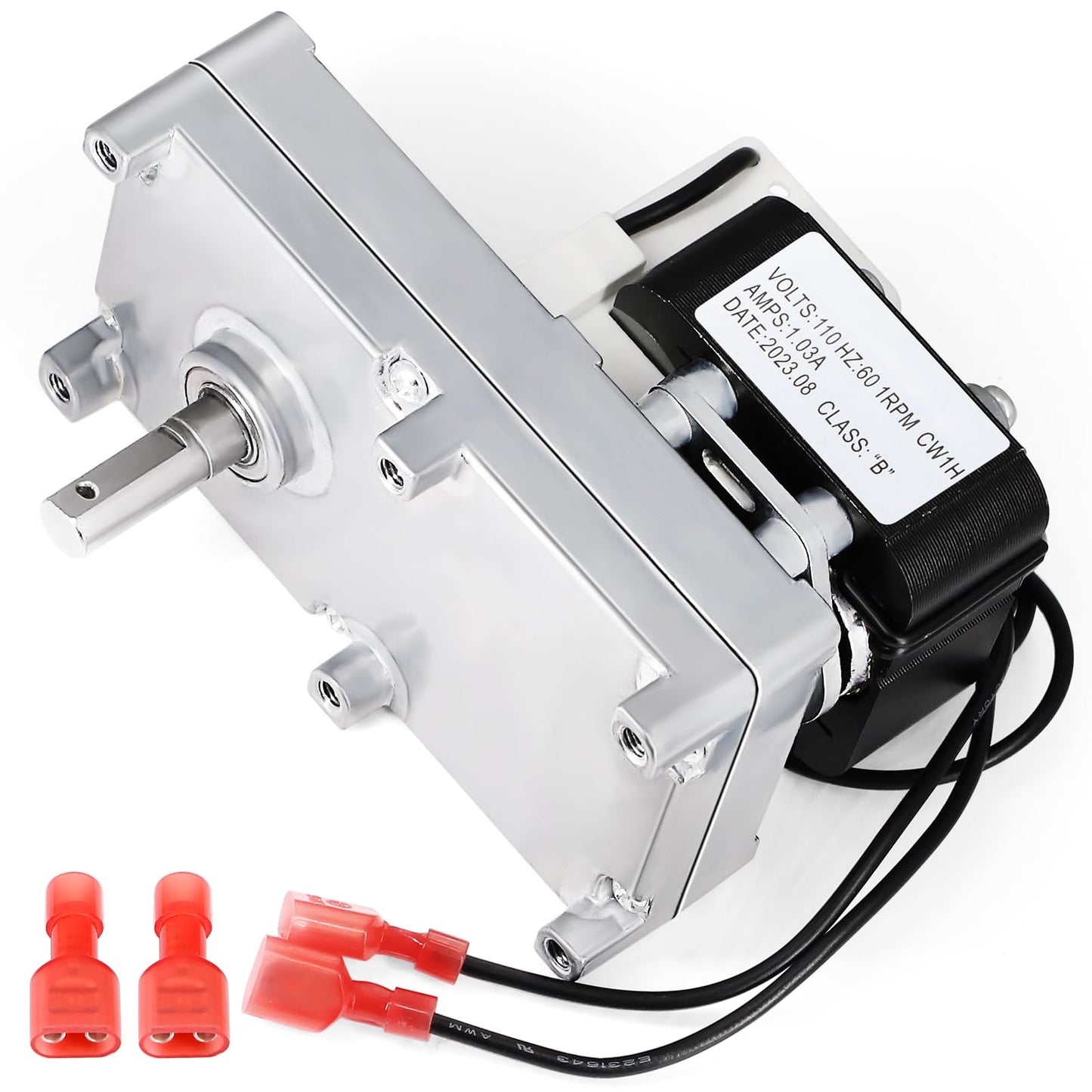 Hiorucet W435-0009 Auger Motor Replacement for Napoleon NPS45, NPS40, NPI45, NPI40 and Timberwolf TPI35, TPS35 Economizer, TPS Pellet Stove Parts, 1RPM Clockwise Agitator Motor NPAM, W435-0048 w/Hole.