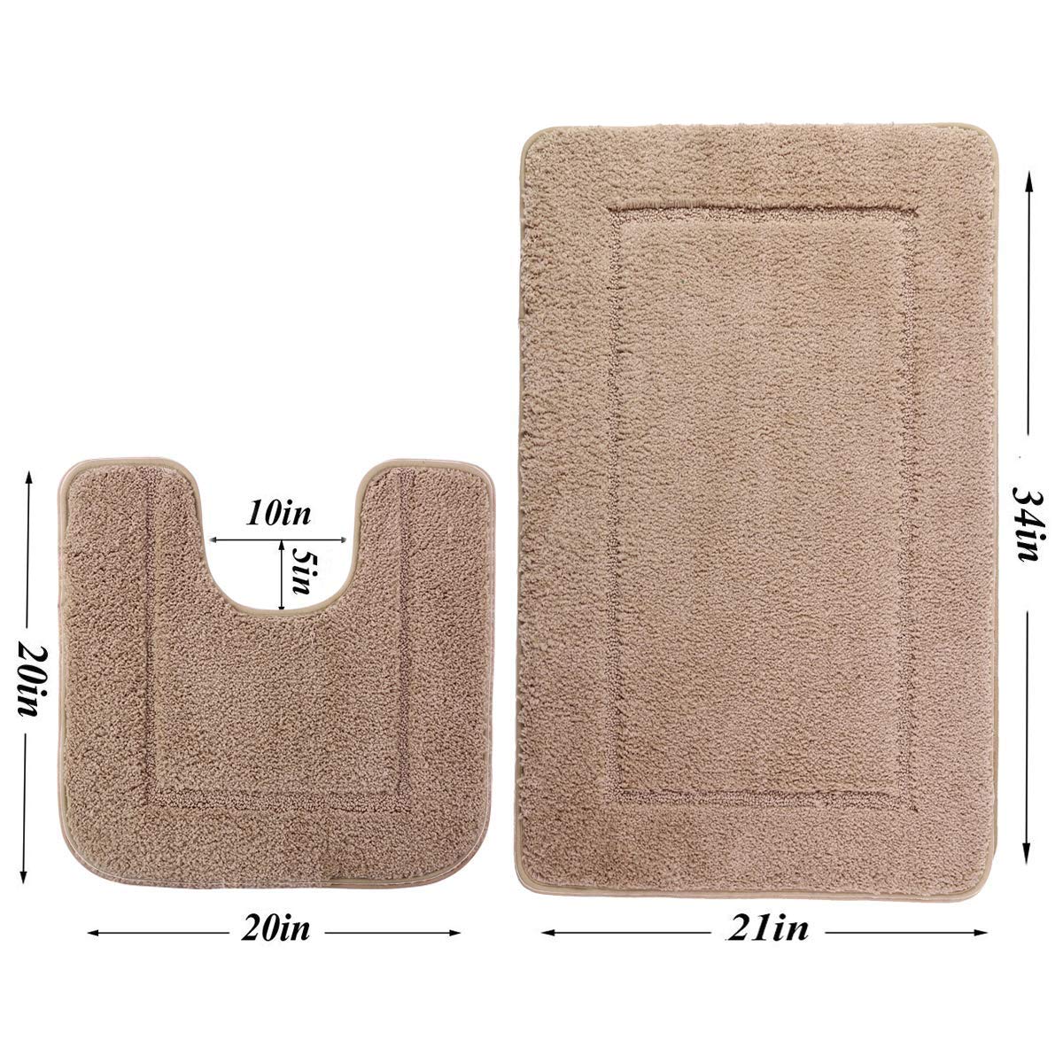 Pauwer Bath Rug Sets 2 Piece, Non Slip Bath Mats for Bathroom, Absorbent Microfiber Bathroom Rugs, Machine Washable Bathroom Mat with U-Shaped Toilet Rug for Bathroom Tub, Shower