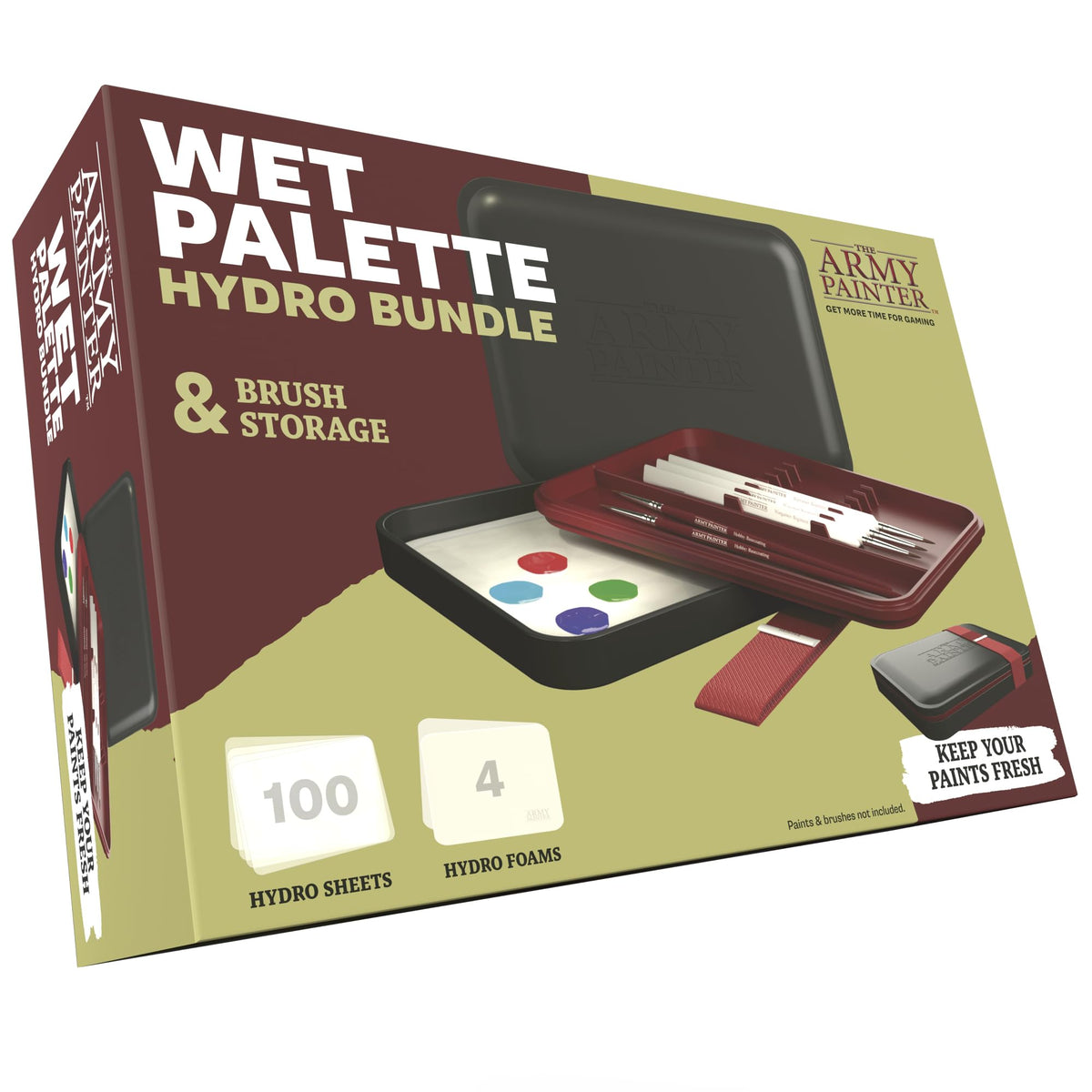 Army Painter Premium Wet Palette for Miniatures - Acrylic Painting Palette with 100 Paper Sheets & 4 Sponges - Lid Included