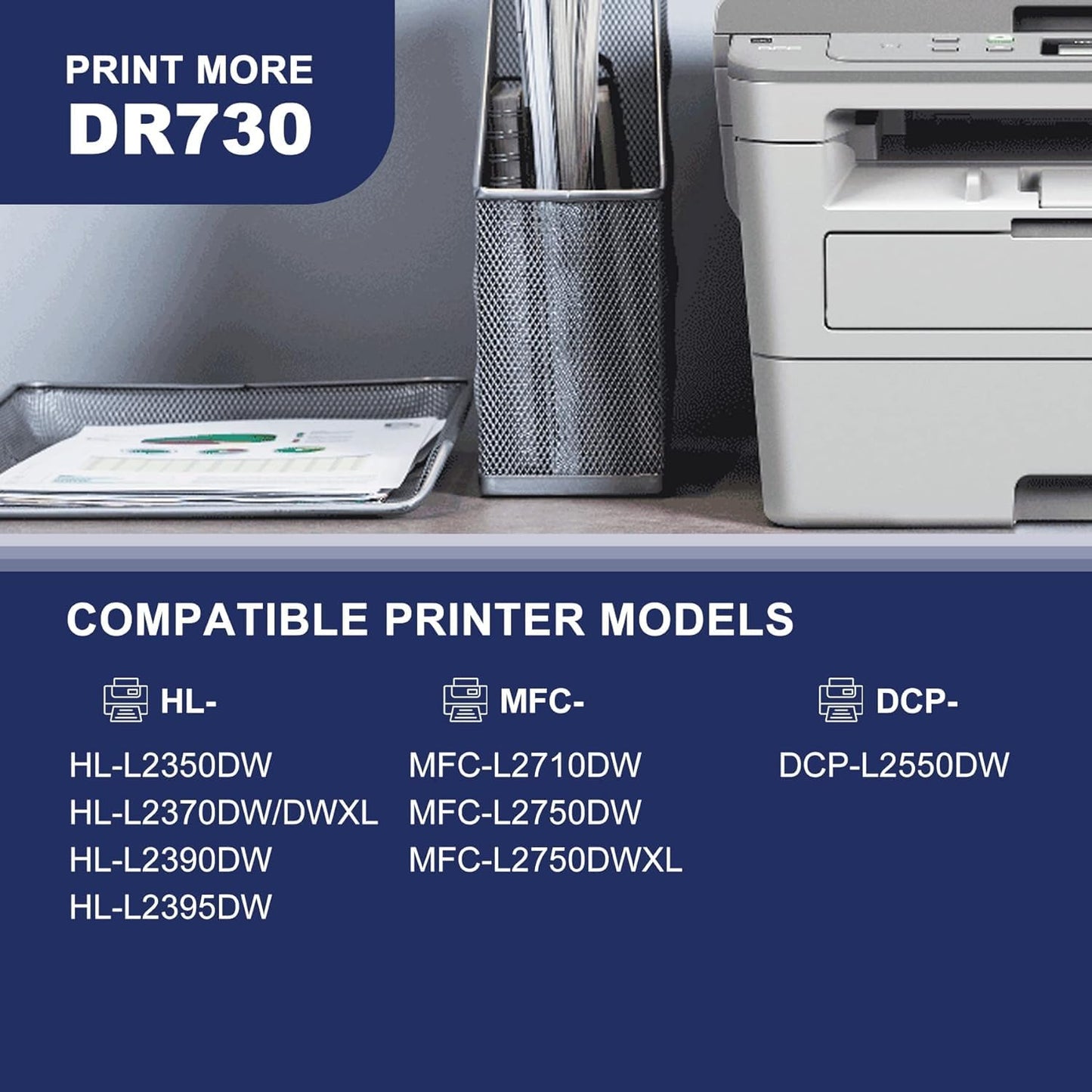 DR-730 DR730 Drum Unit Replacement for Brother DR730 Drum Unit MFC-L2750DW HL-L2390DW HL-L2350DW MFC-L2710DW HL-L2370DW HL-L2395DW Printer Black 1-Pack (Toner not Included)