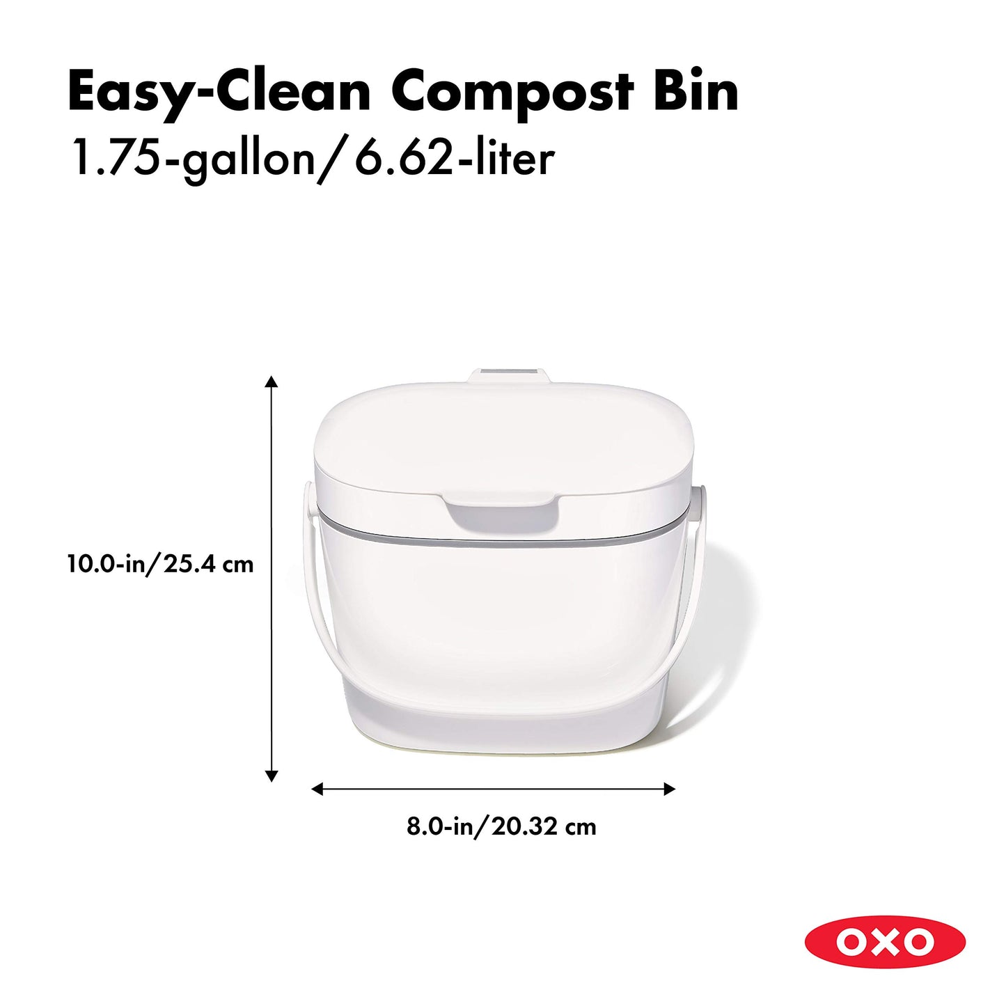 NEW OXO Good Grips Easy-Clean Compost Bin, White, 1.75 GAL/6.62 L