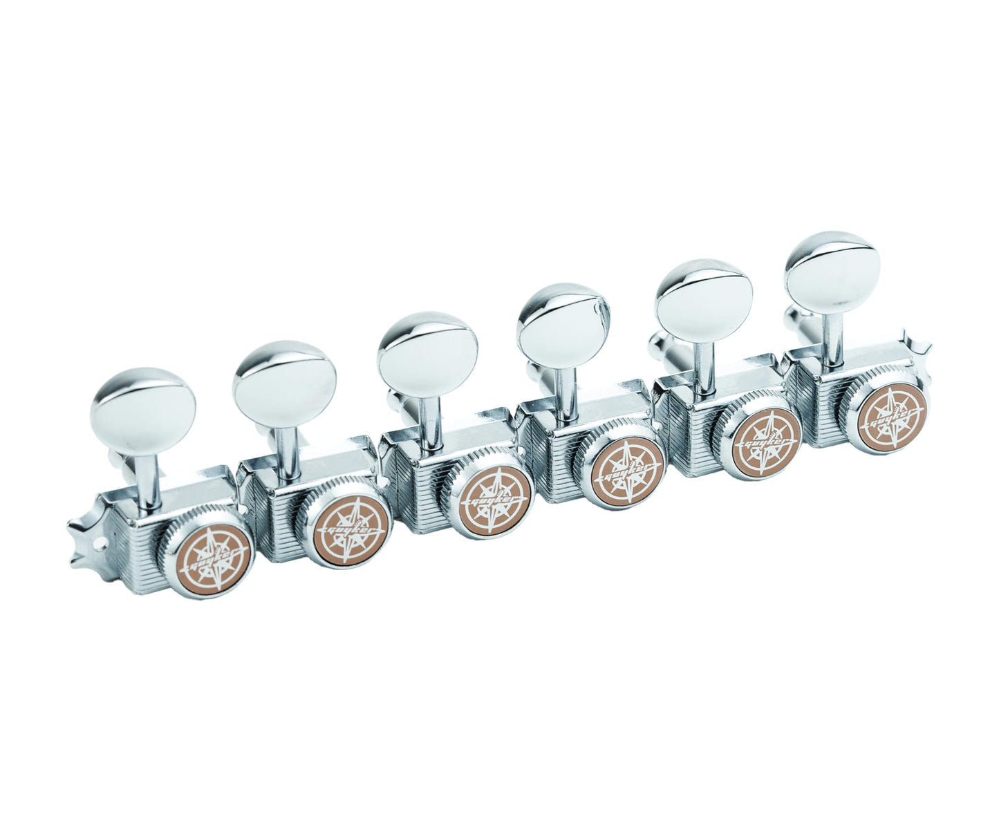 Guyker 6 Inline Vintage Guitar Lock String Tuners – Locking Tuning Key Pegs Machine Heads Replacement for ST TL Style Electric, Folk or Acoustic Guitars – Chrome