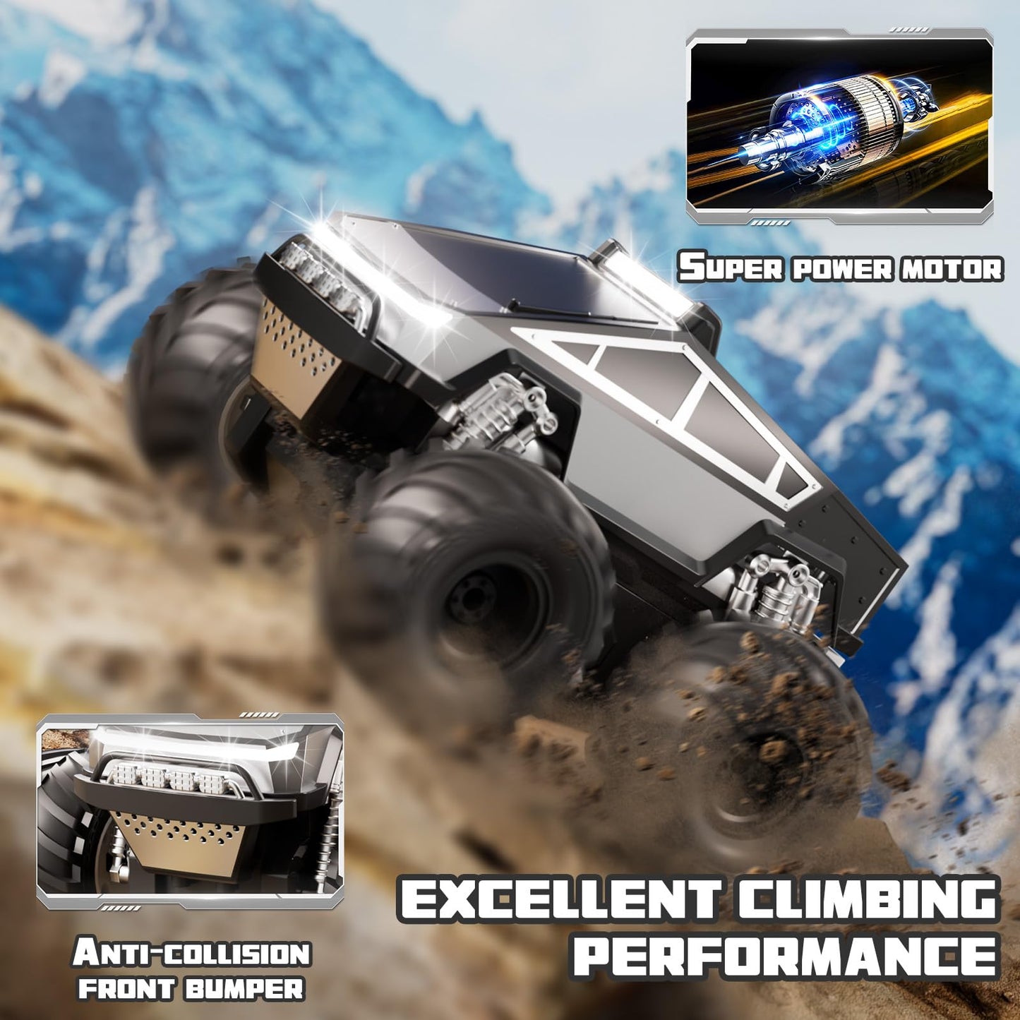 RC Car,Amphibious Remote Control Car Waterproof Monster Truck,4WD All Terrain Off-Road 2.4GHZ Vehicles,1:18Scale Hobby Monster Truck Toys,RC Rock Crawler for Boys Girls Kids Age 6 7 8 9 10+(Blue)