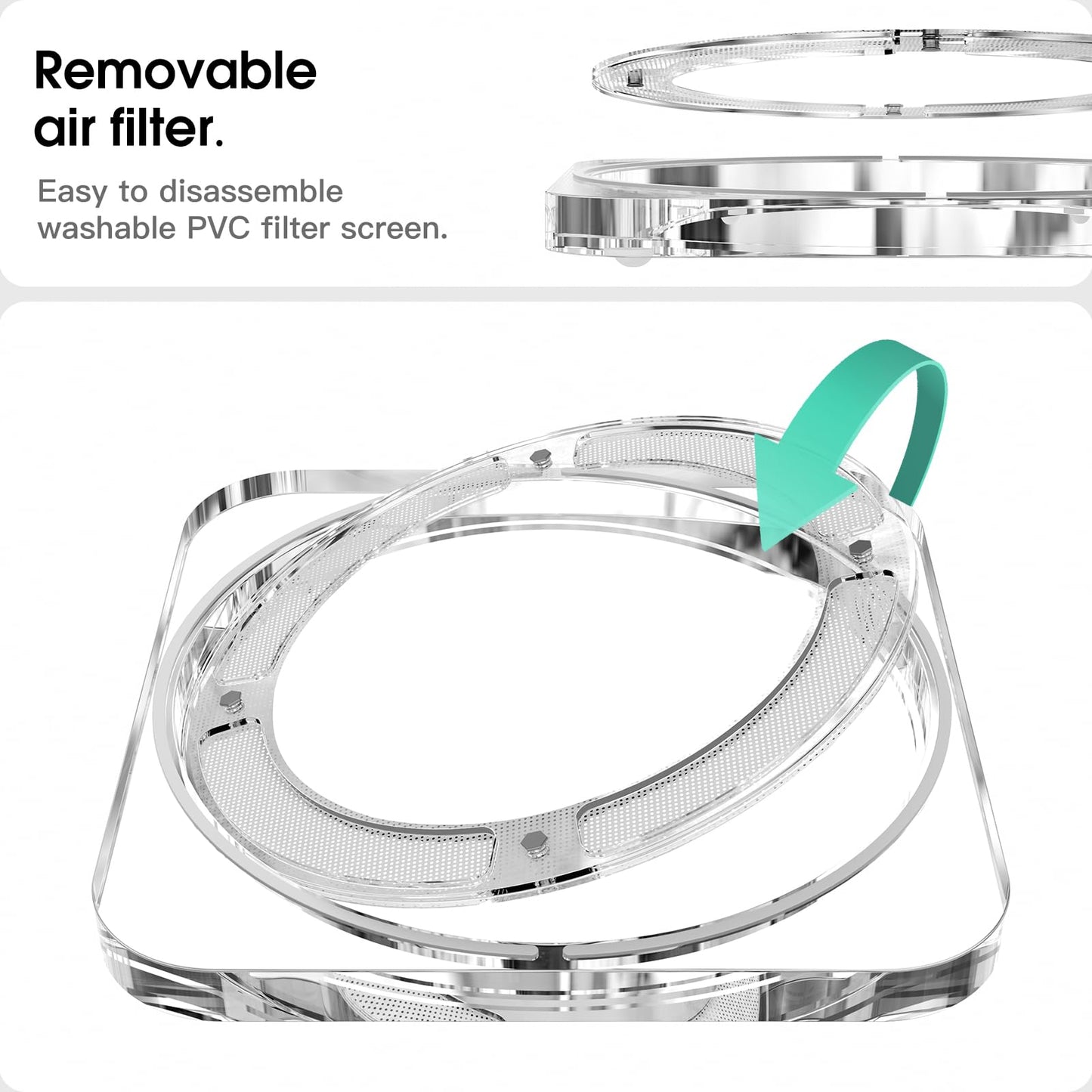 HEWYIOS Transparent Acrylic mac Studio Stand, Built in Detachable air Filter Suitable for Mac Studio M2 Max, M2 Ultra, M1 Max, M1 Ultra Accessories，Cooling Desktop Bracket Mount