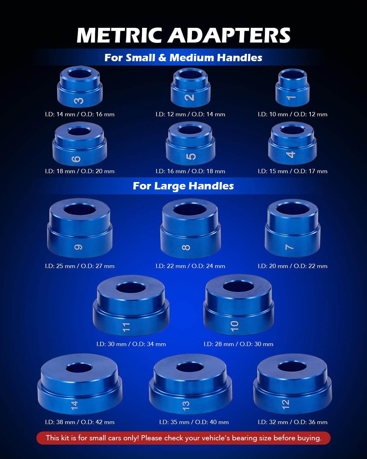 Orion Motor Tech 33pc Bearing Race & Seal Driver Set, 3 Knurled Handles, 30 Dual-Sided SAE & Metric Adapters, Blue Aluminum Alloy, Grease Compatible, Wheel Bearing Installation Kit