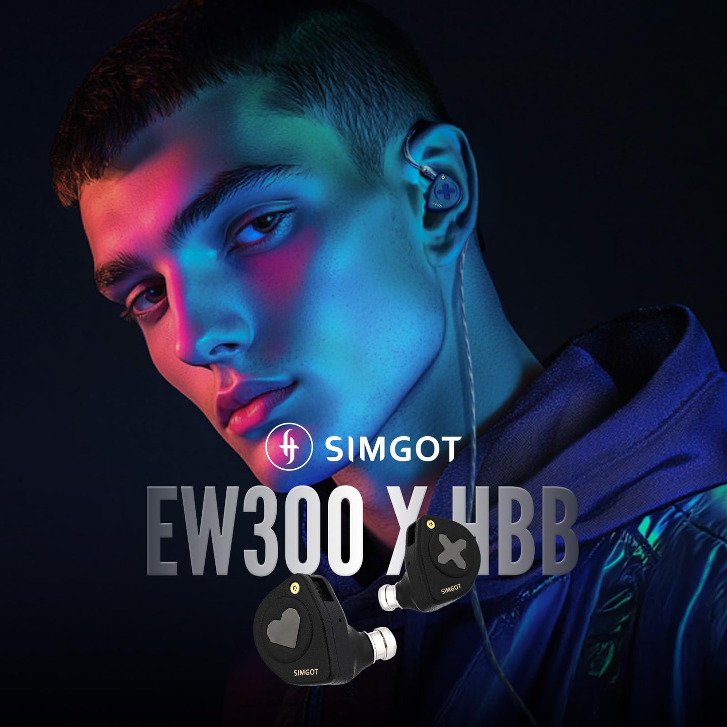 Linsoul SIMGOT EW300 1DD+1Planar+1PZT Hybrid Driver in Ear Monitor, Wired Earbuds IEM, Gaming Earbuds with Detachable Nozzles, Silver-Plated OFC IEM Cable for Audiophile (HBB Edition)
