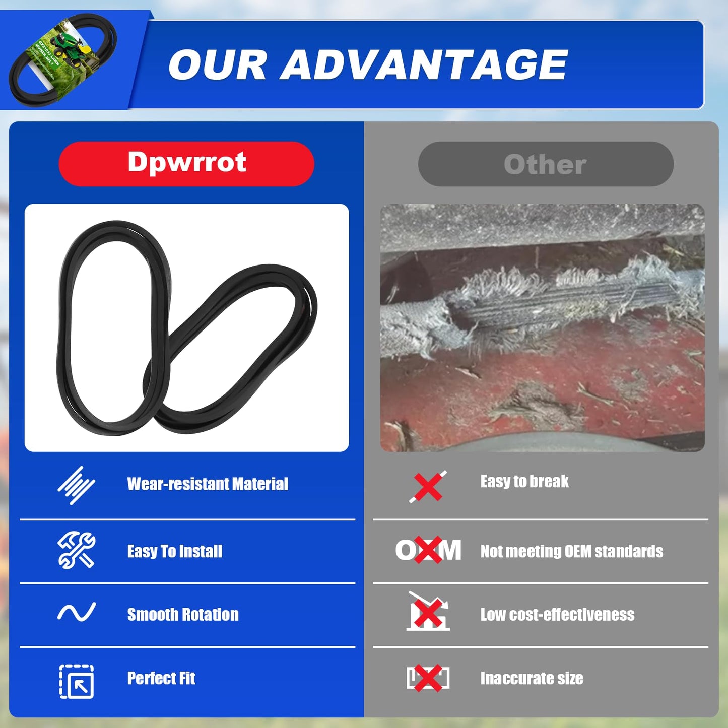 2Pack Upgrade 48 Inch GX21833 Mower Deck Drive Belt Replacement Compatible with John Deere L120 L130 145 D140 LA145 LA130 D150 D160 LA165 LA155 X165 GX20571 Fit Stens 265-238 -Dpwrrot