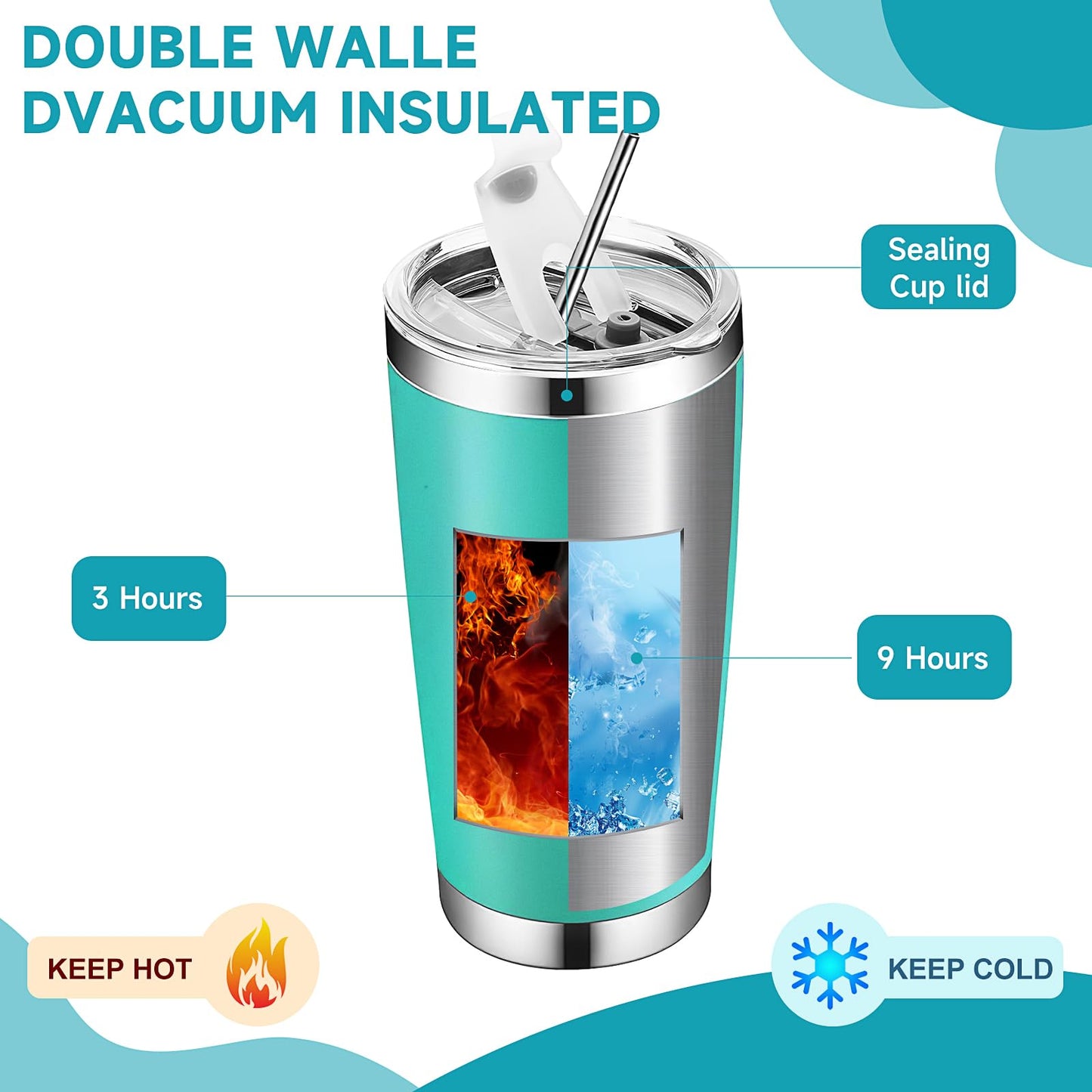 10 Pack Stainless Steel Tumbler Bulk,20 oz Double Wall Vacuum Insulated Travel Mug with Lid and Straw,Reusable Water Coffee Cup for Cold Hot Drinks,10 Colors