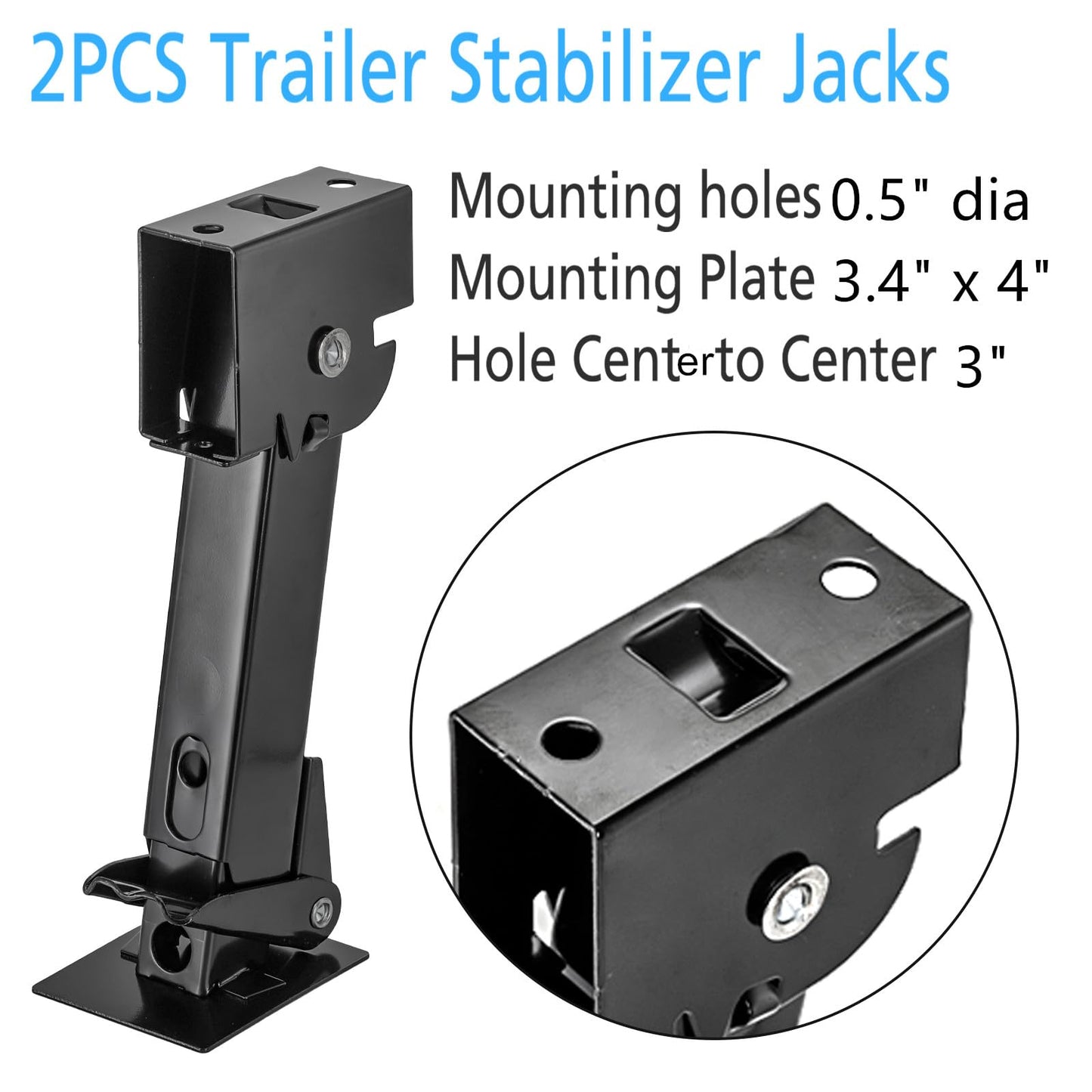 Yesland 2 Pack Trailer Stabilizer Jacks, Telescoping RV Camper Accessories with Adjustment Jack Rod Handle for Travel 450kg(1000 Lbs) Capacity Each, 11.4"-18"