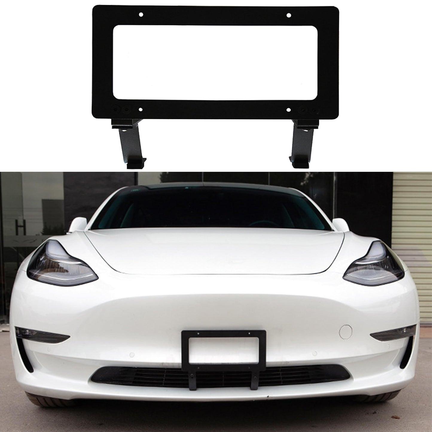 Leikaendi Front License Plate Holder for Tesla Model 3 2017-2023, No Drill No Adhesives Front Licence Frame Plate Bracket Metal Mounting Kit Accessories【Not Fit 2024-2025 Model 3 Highland】