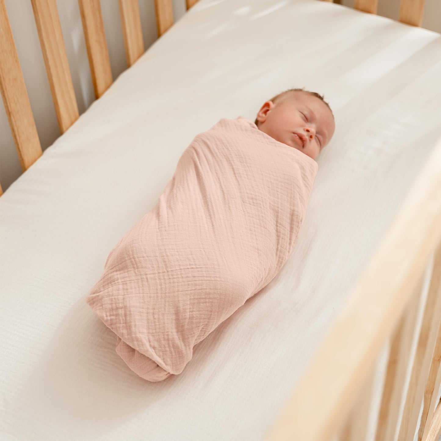 Comfy Cubs Muslin Swaddle Blankets Pack of 3, 107 x 107 cm, Soft 100% Cotton Baby Blanket Set, Large Swaddling Wraps for Newborns - Self-Soothing Baby Swaddle - Cream, Blush, Mauve