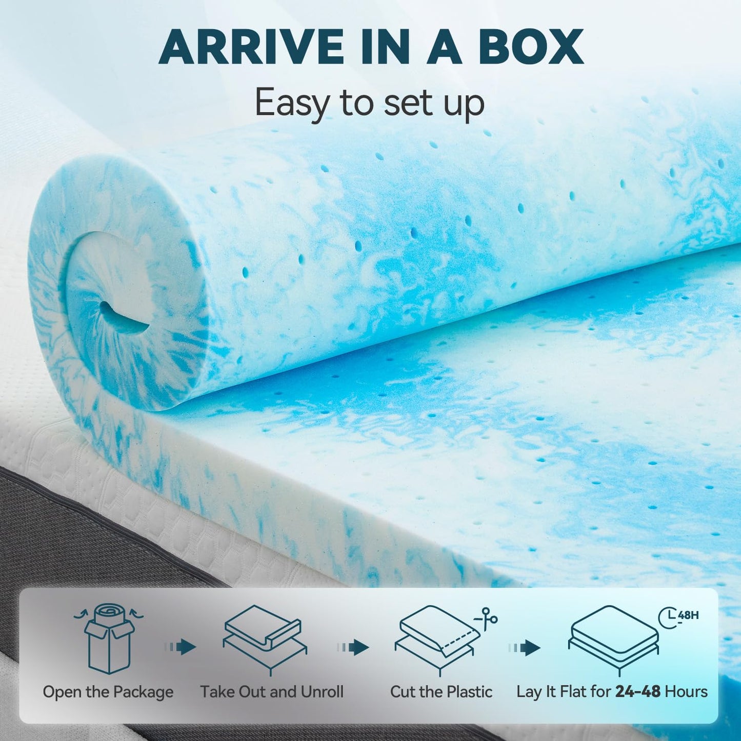 2 Inch Gel Memory Foam Mattress Topper, Twin Extra Long Mattress Pad for College Dorm Single Bed, Ventilated Soft Bed Topper, CertiPUR-US Certified, Twin XL Size