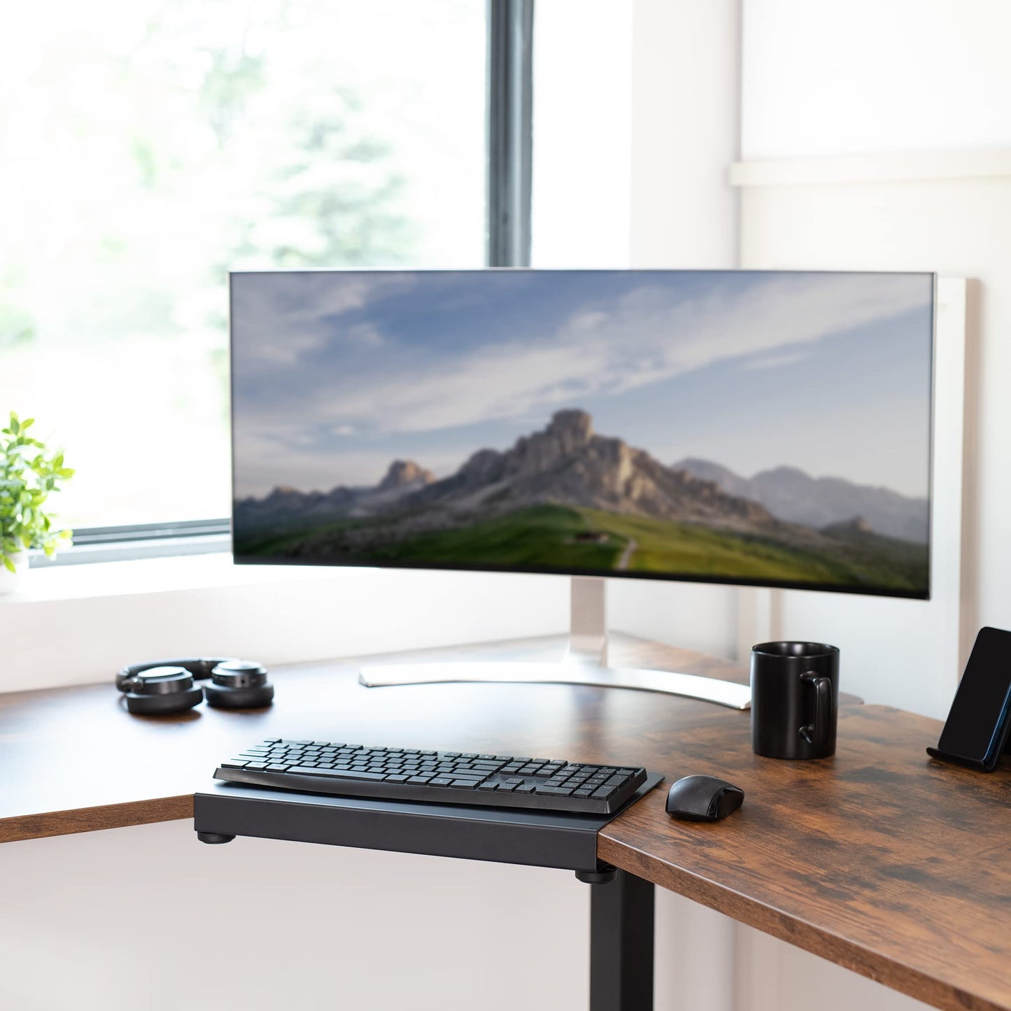 VIVO Clamp-on Steel Corner Connector, Workspace Extender for L-shaped Desk
