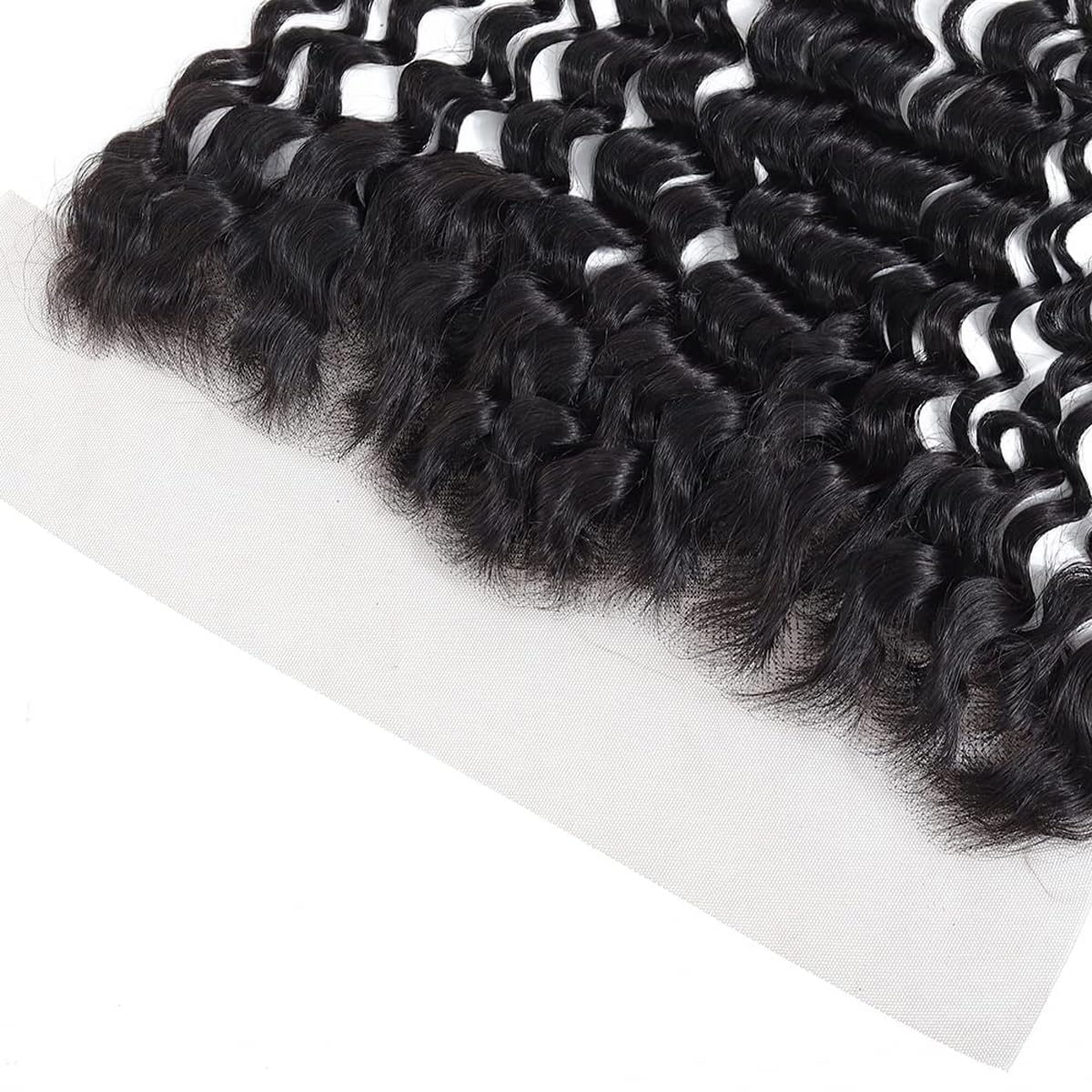 Lace Closure Deep Wave Human Hair 13x4 Ear to Ear HD Lace Frontal 180% Density Free Part Full Lace Frontal Brazilian Virgin hair (13x4 Deep Wave, 22 Inch)