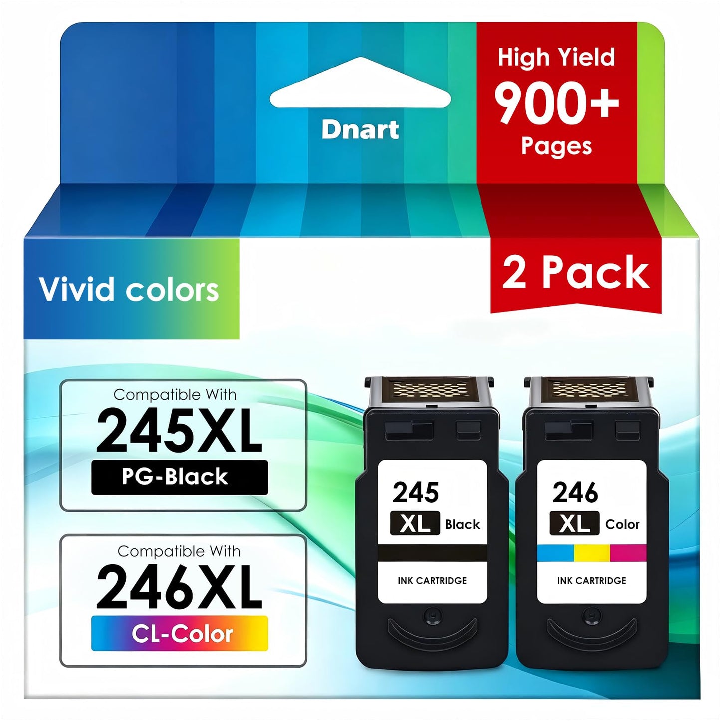 245XL 246XL Ink Cartridge Combo Pack Replacement for Canon Ink 245 246 243 244 Work for Pixma TR4520 TR4527 MG2522 MG2520 MX490 MX492 TS202 TS302 TS3320 MG2920 Printer (Black, Color 2-Pack)