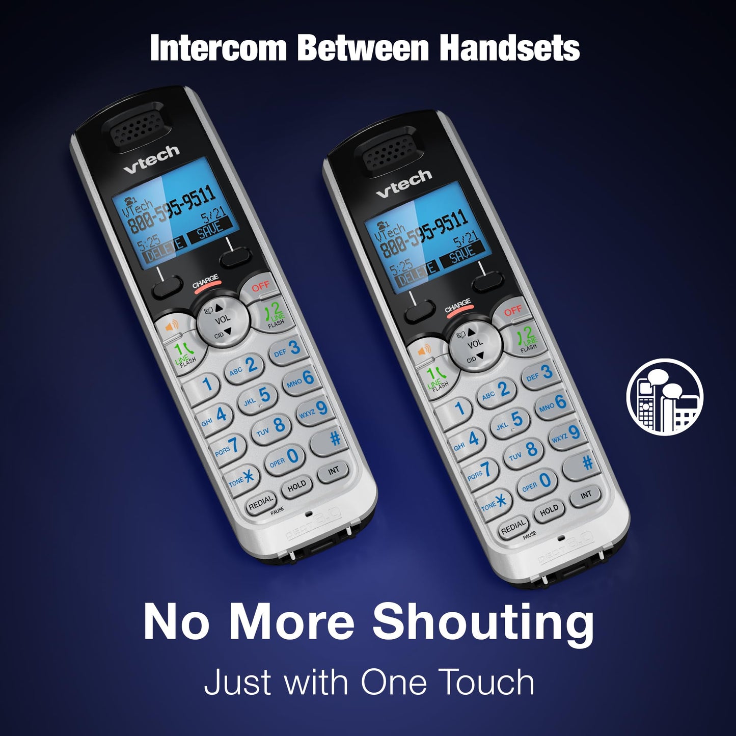 Vtech DS6101 VTech Accessory Cordless Handset, Silver/Black | Requires a DS6151 Series Phone System to Operate