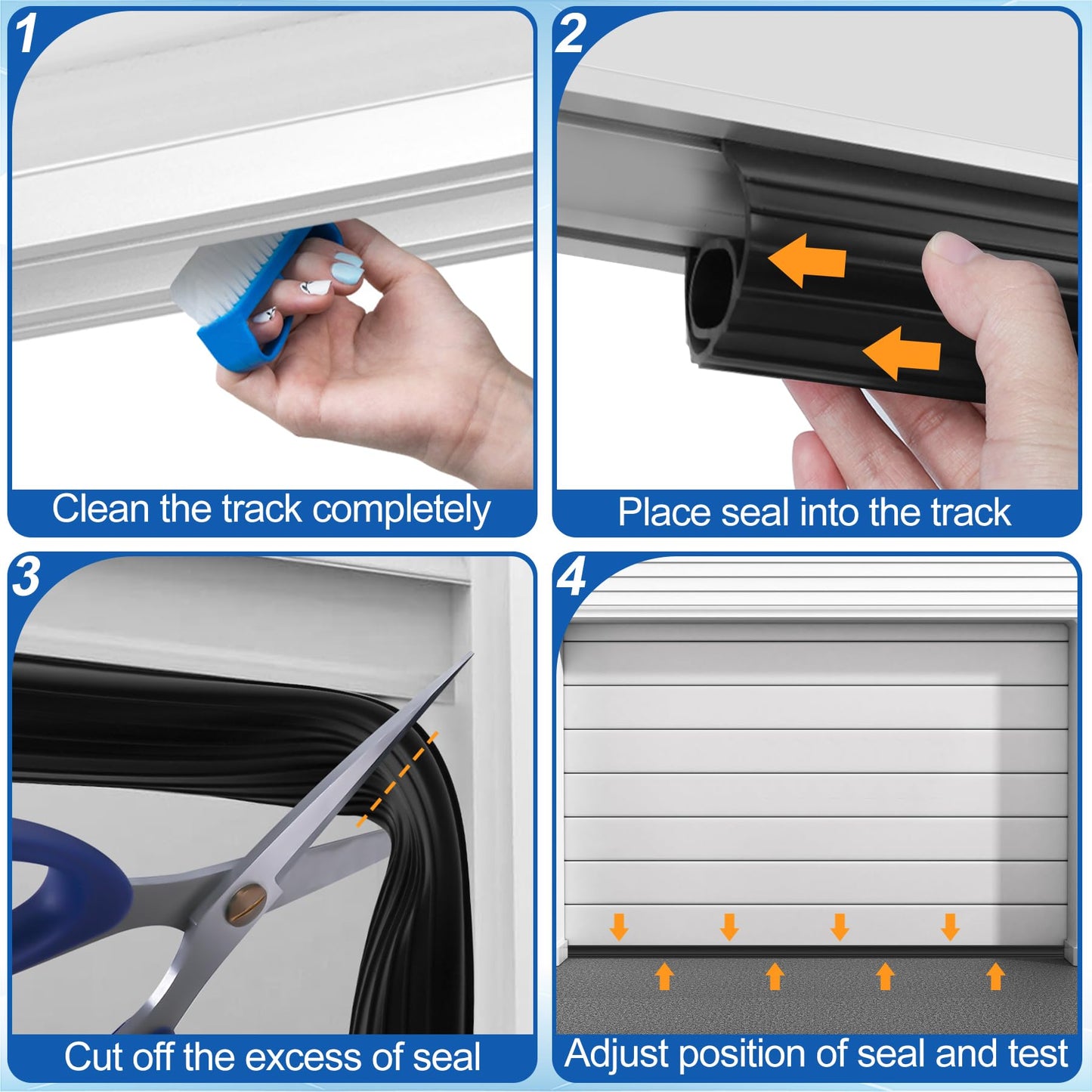 MYFAMIREA Garage Door Bottom Seals Rubber 16.4FT Weather Stripping Weatherproof Seal Replacement Strip Kit with 5/16"T Ends & 2 End Plugs, Universal U+O Ring Buffering Sealing for Double Track, Black