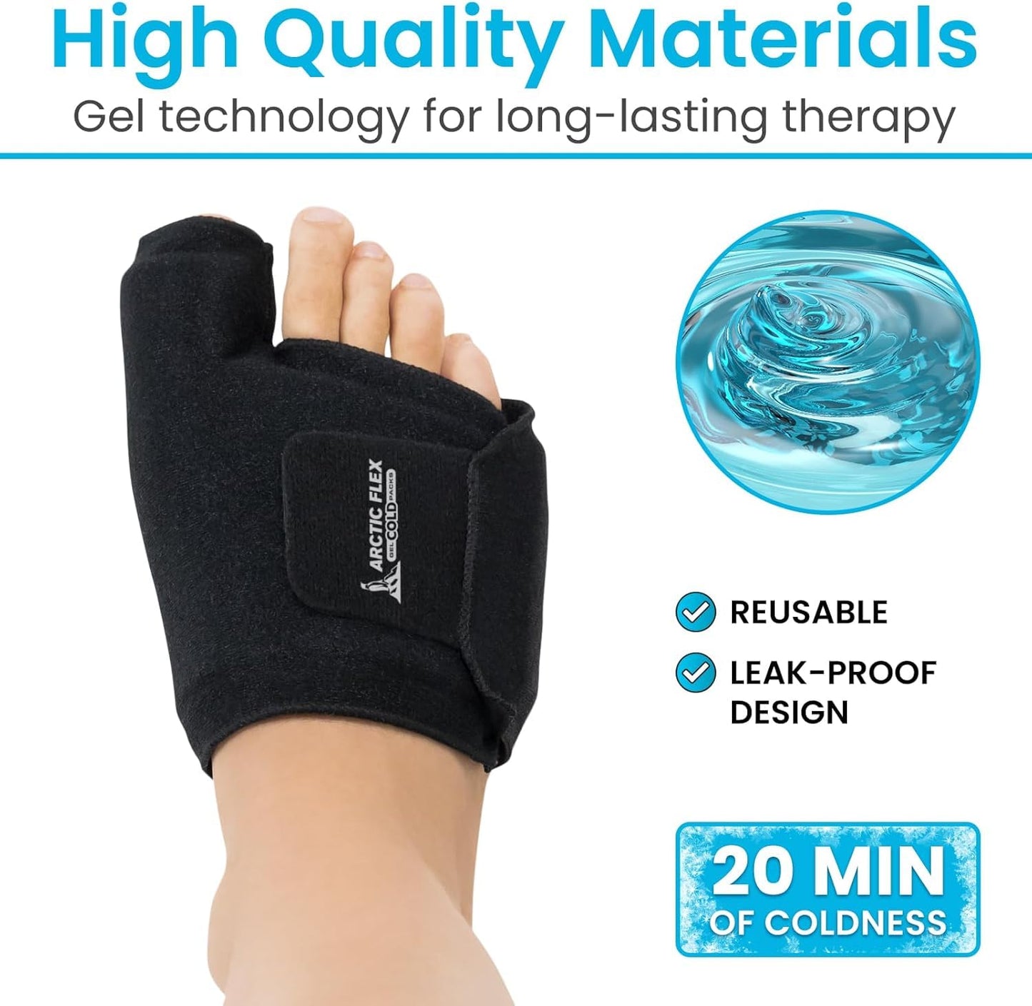 Arctic Flex Foot Ice Pack (Pair) Toe Wrap for Bunion, Plantar Fasciitis, Hallux Valgus, Gout, Swelling & Injuries - Cold & Heat Gel Therapy for Joint Pain Relief & Feet Recovery - Reusable Compression