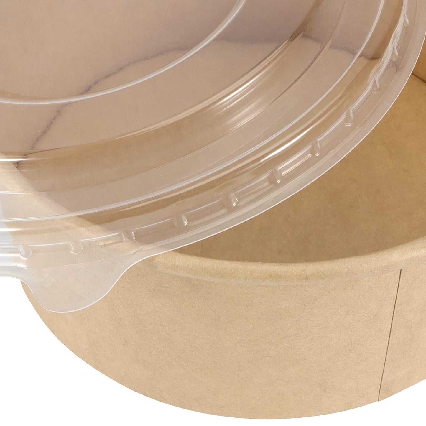 SINJEUN 60 Pack 25 Oz Kraft Paper Bowls with Lids, Disposable Kraft Paper Bowls Food Containers, Round Kraft Paper Salad Bowls Party Restaurant Supplies for Hot/Cold Food, Soup, Ice cream, Takeout